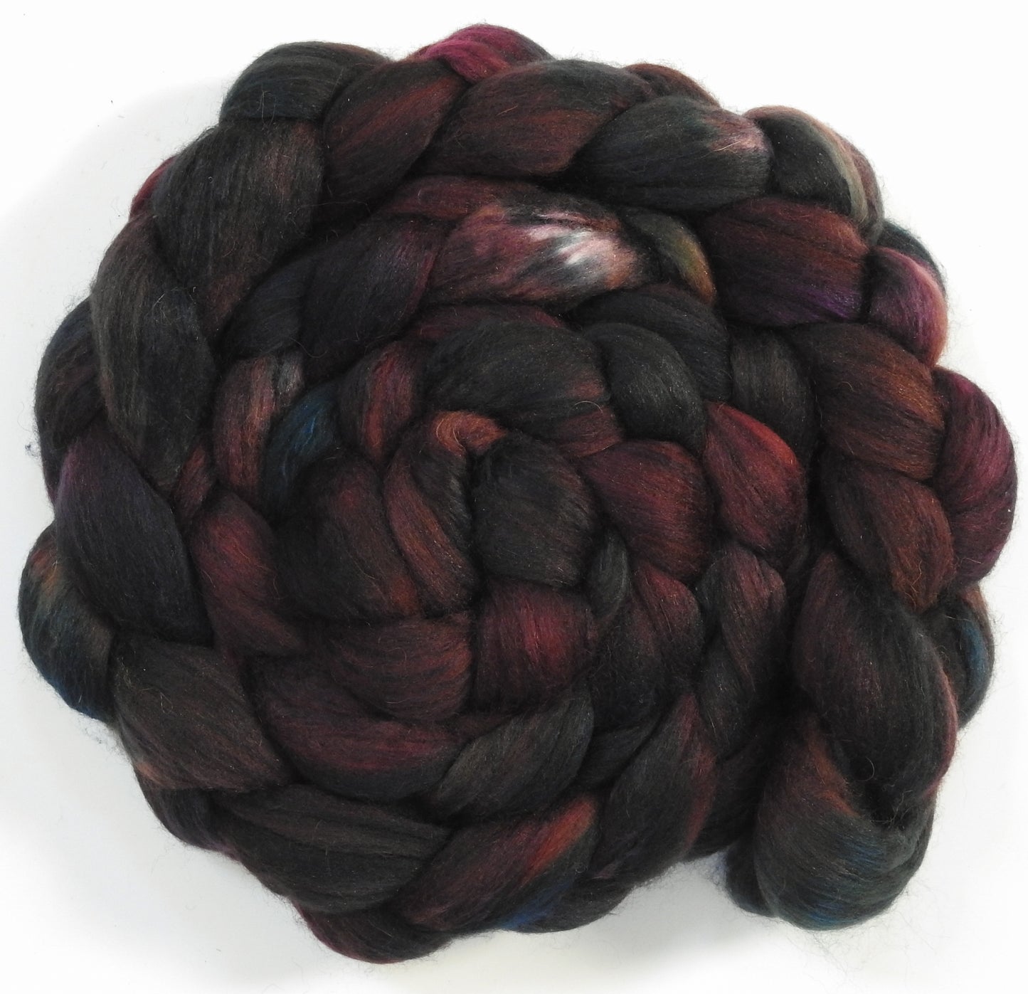 Mincemeat - Batt in a Braid #5 - Merino/ Camel/ silk/ faux cashmere/ firestar (25/25/25/13/12)