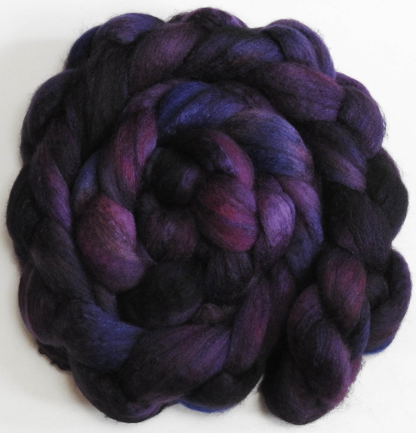 Black Currant-(5.2 oz) -Batt in a Braid #63 (Cormo/ CAMEL/ silk -60/20/20)