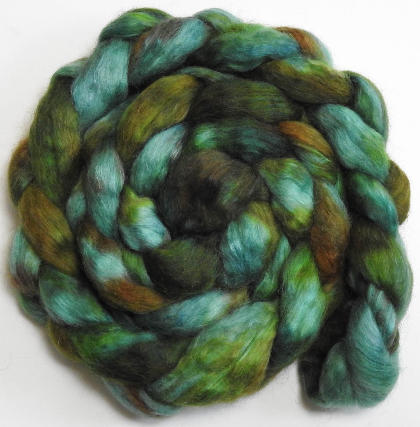 Calypso (5.9 oz) - Batt in a Braid #52- Wensleydale/ Mulberry silk/ Polwarth (60/25/15)