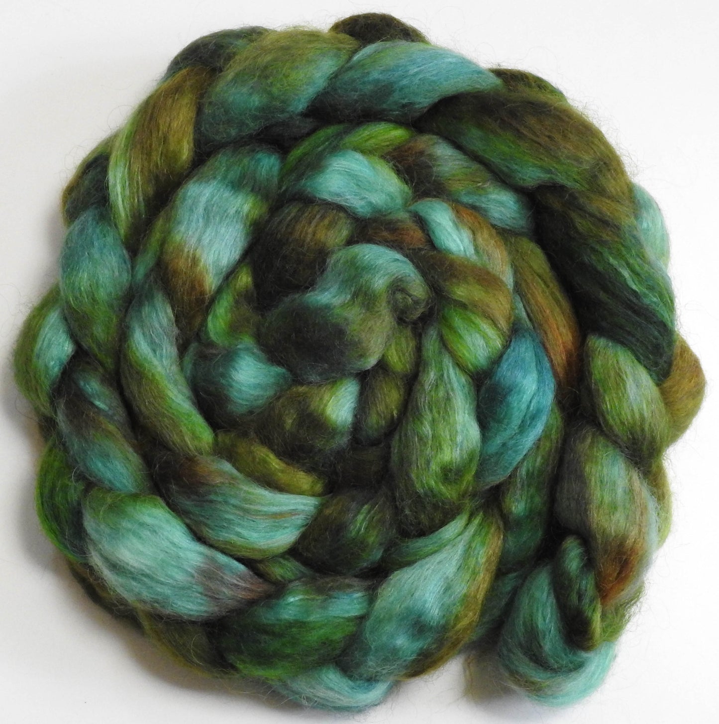 Calypso (5.9 oz) - Batt in a Braid #52- Wensleydale/ Mulberry silk/ Polwarth (60/25/15)