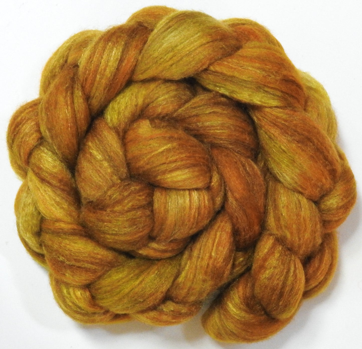 Maize (4.9 oz) - Batt in a Braid #69 - Manx Loaghtan/ Polwarth / tussah silk /nylon (30/30/30/10)