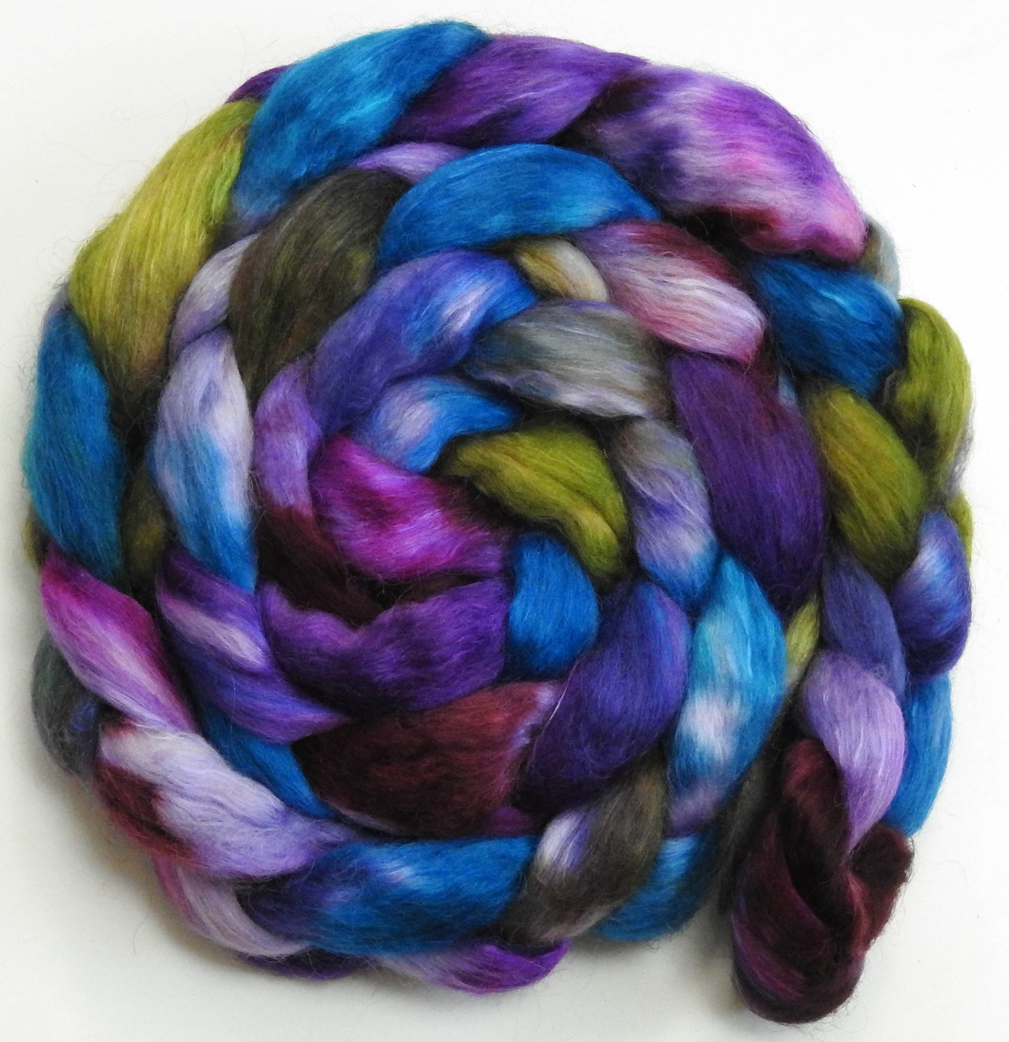 Sea Holly (5.8 oz) - Batt in a Braid #52- Wensleydale/ Mulberry silk/ Polwarth (60/25/15)