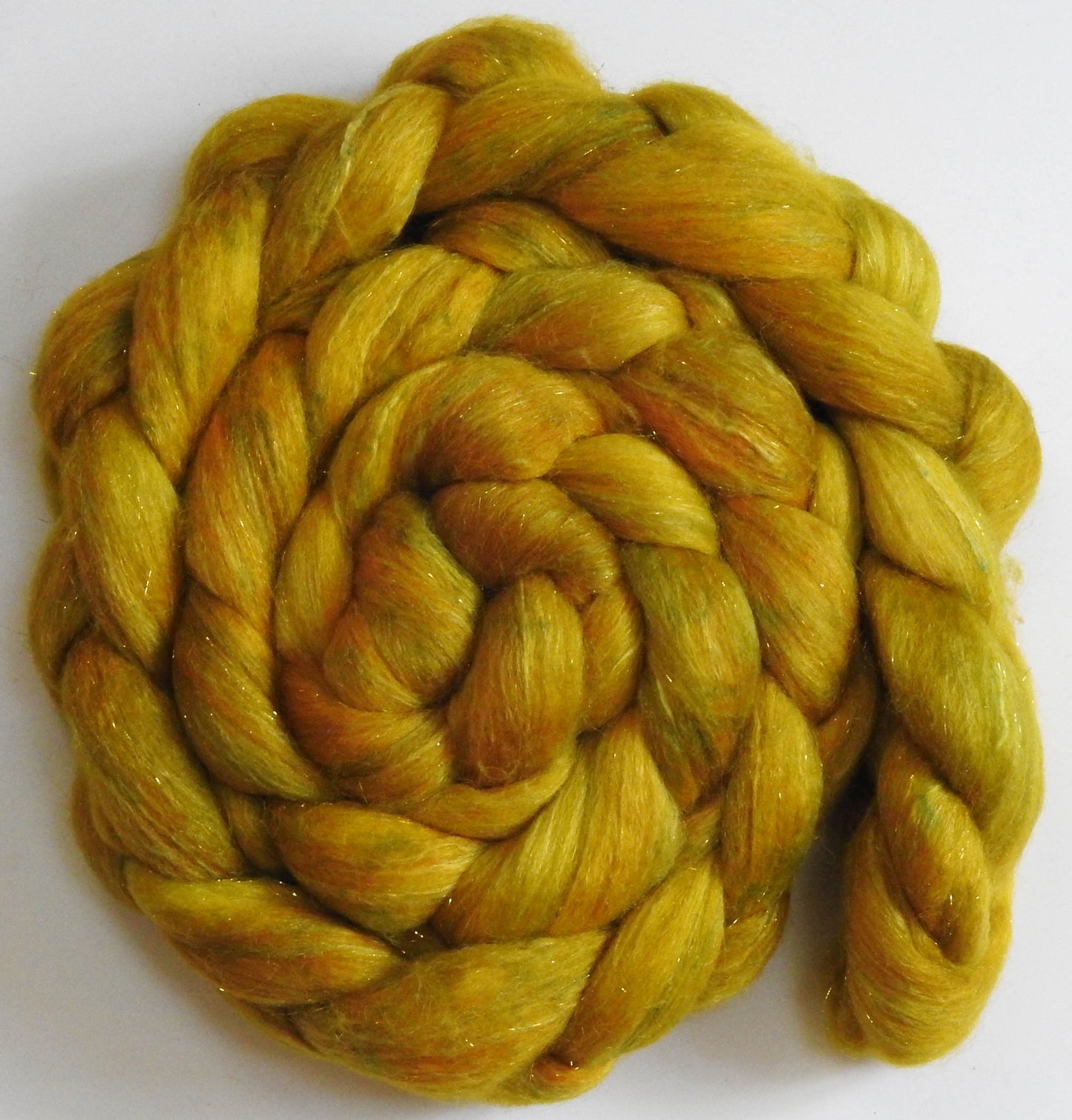Goldenrod - Batt in a Braid #41 - Llama / Merino ( 18 mic.)/ Mulberry silk/ Stellina (40/30/25/5)