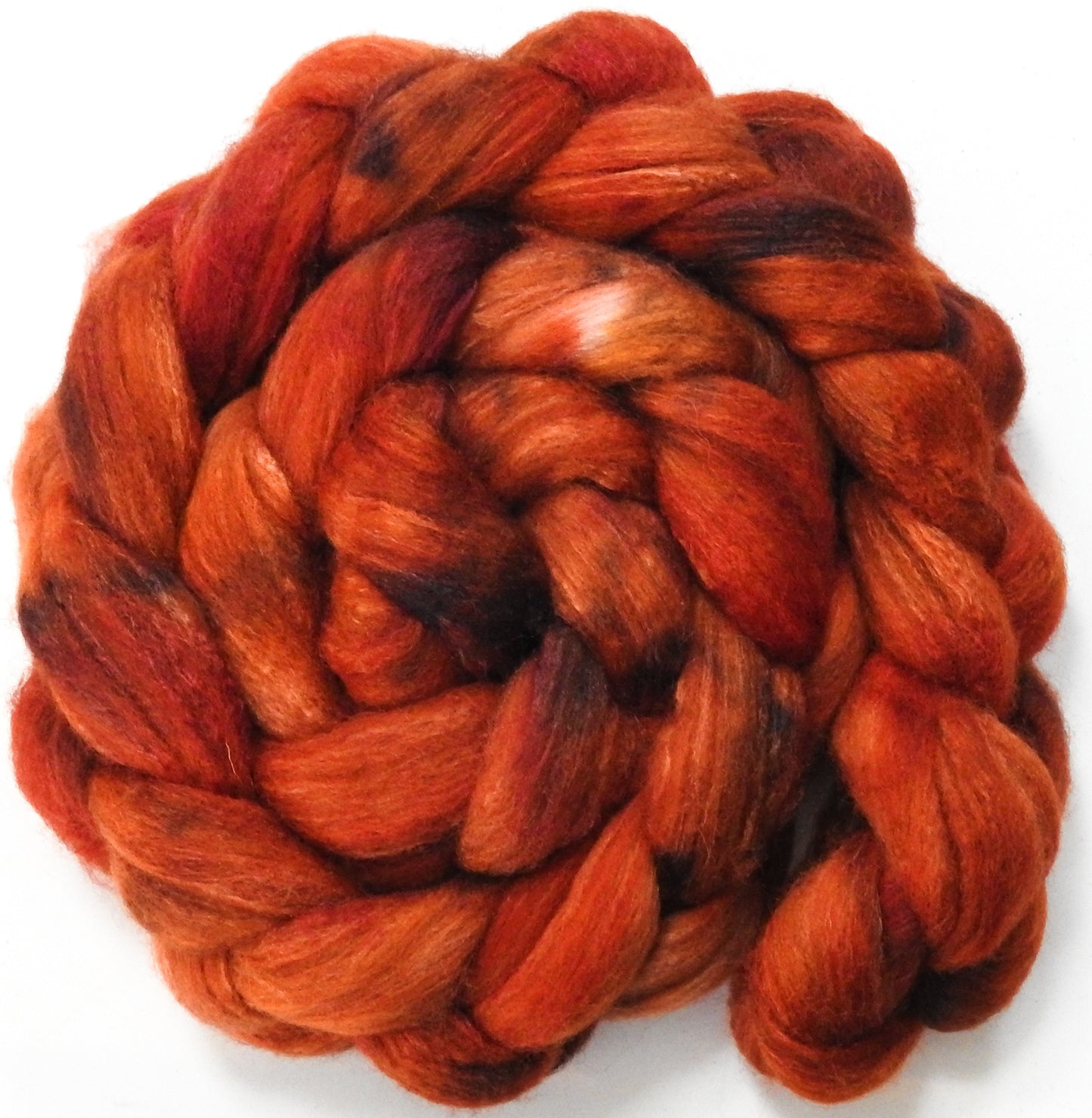 Fire Pit (5.6 oz) - Batt in a Braid #27 - Lt. Grey Shetland/ Falkland Merino / tussah silk (50/25/25)