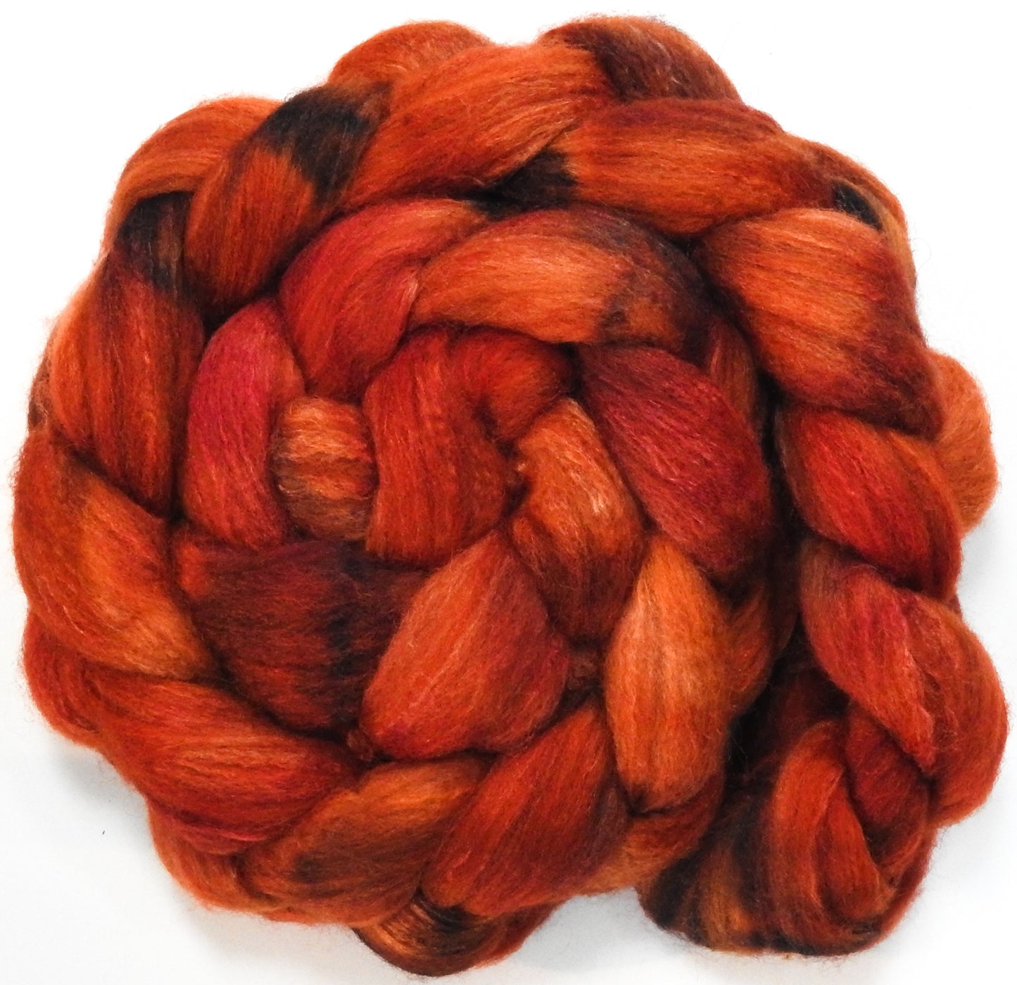 Fire Pit (5.6 oz) - Batt in a Braid #27 - Lt. Grey Shetland/ Falkland Merino / tussah silk (50/25/25)