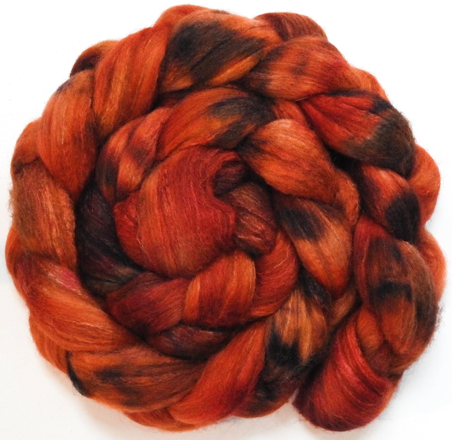 Fire Pit (5.6 oz) - Batt in a Braid #27 - Lt. Grey Shetland/ Falkland Merino / tussah silk (50/25/25)