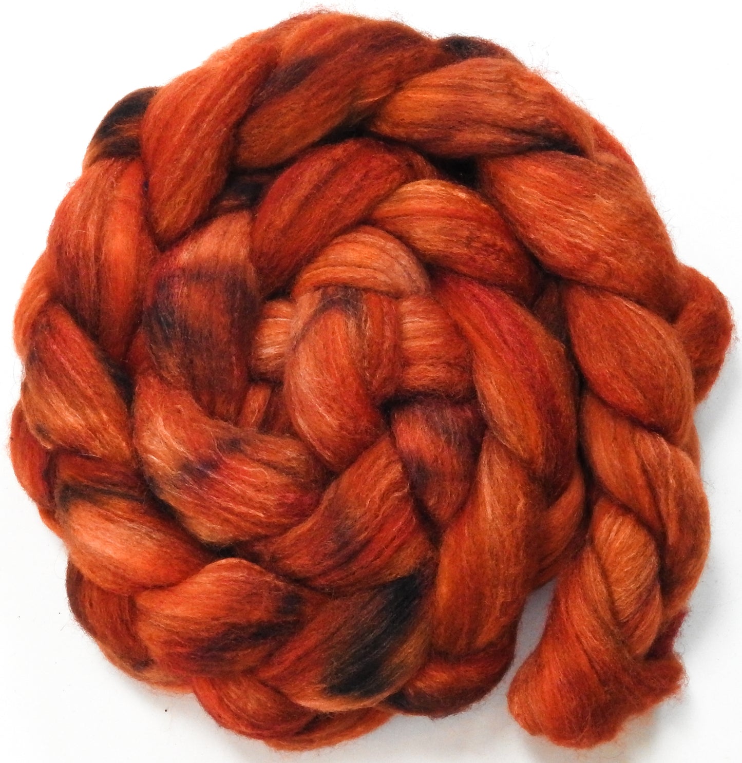 Fire Pit (5.6 oz) - Batt in a Braid #27 - Lt. Grey Shetland/ Falkland Merino / tussah silk (50/25/25)