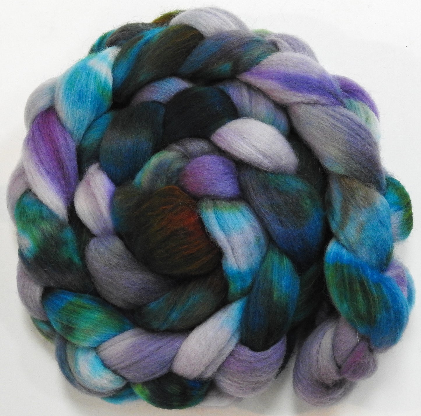 Fluorite (5.7 oz) - Batt in a Braid #60- Southdown/ Bfl/ Bio-nylon (50/25/25)