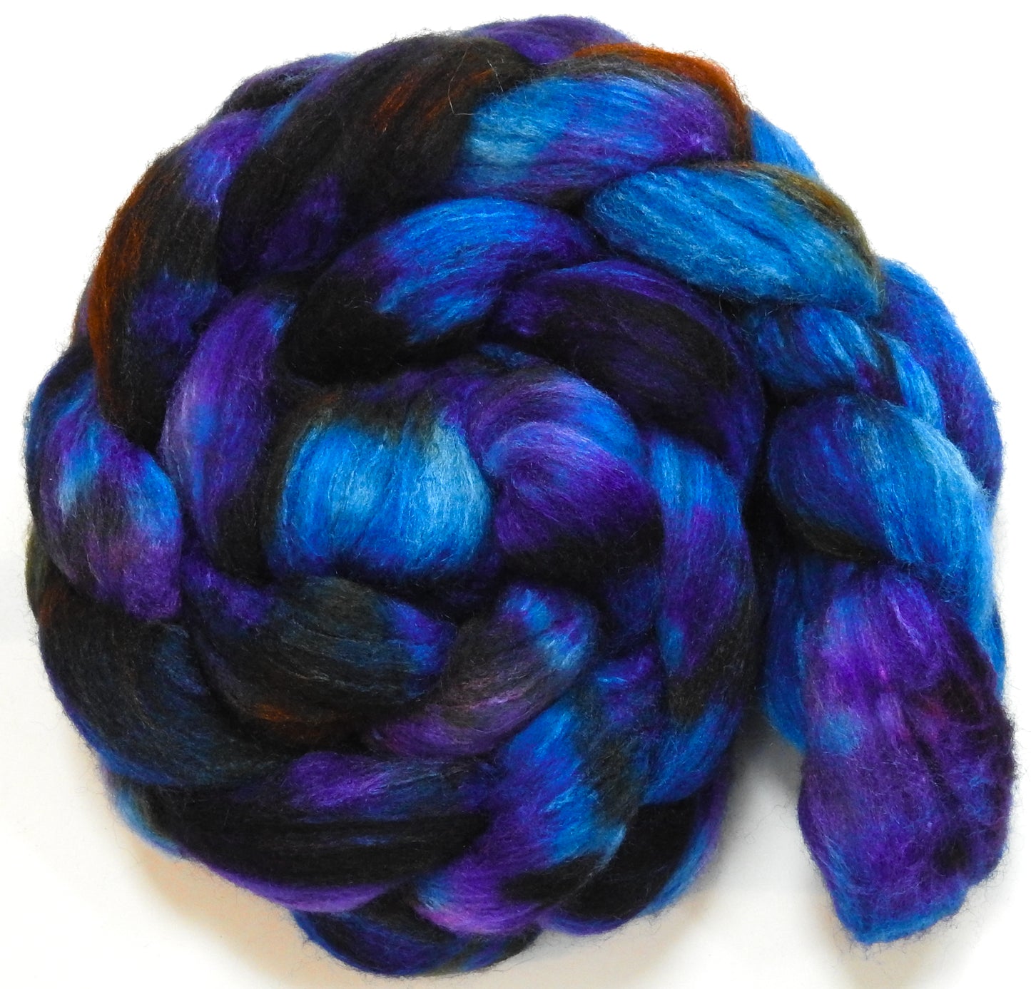 Moonlight Sonata (5.6 oz) - Batt in a Braid #27 - Lt. Grey Shetland/ Falkland Merino / tussah silk (50/25/25)