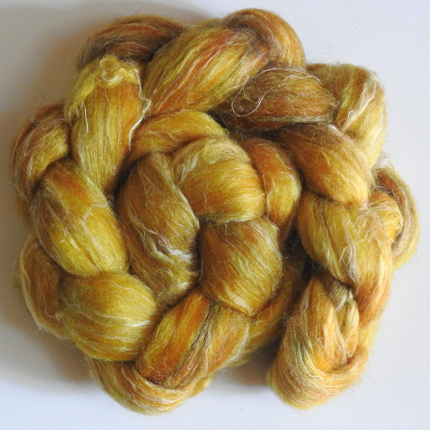 Batt in a Braid #29 -(2 oz.) - Rambouillet / Tussah / Flax (40/40/20)