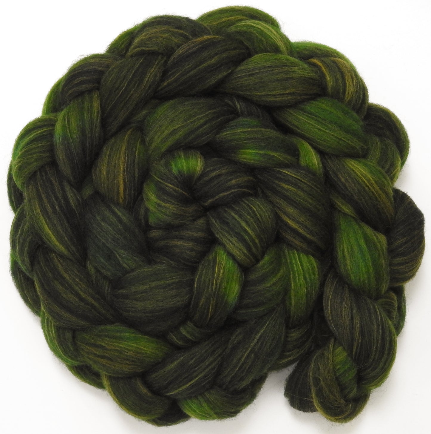 Dill Pickle (5.7 oz) - Batt in a Braid #60- Southdown/ Bfl/ Bio-nylon (50/25/25)