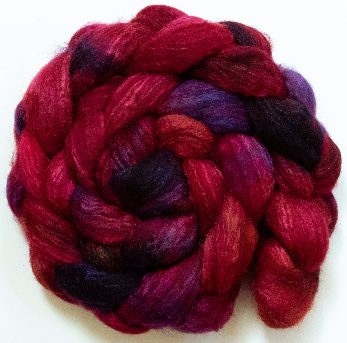 (6 oz) - Batt in a Braid #44 - Southdown/Tussah Silk/Kid Mohair (65/25/10)