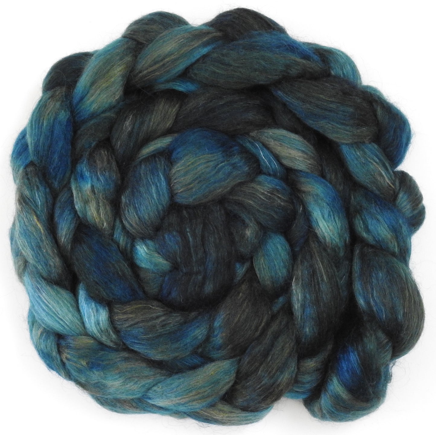 Lake Baikal (5.7 oz) - Batt in a Braid #52- Wensleydale/ Mulberry silk/ Polwarth (60/25/15)