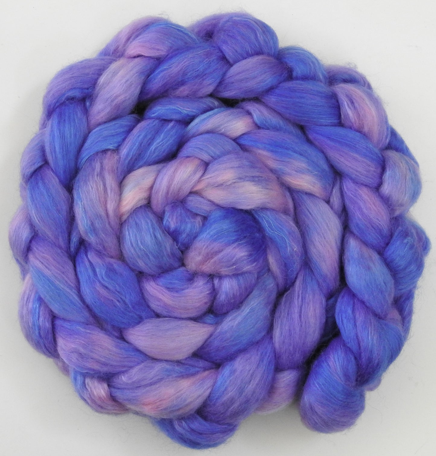 Japanese Wisteria (5.5 oz) - Batt in a Braid #52- Wensleydale/ Mulberry silk/ Polwarth (60/25/15)
