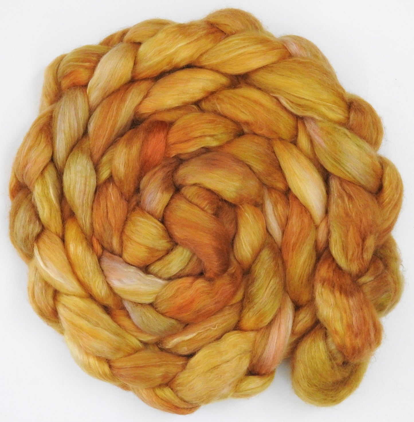Barley (5.5 oz) - Batt in a Braid #52- Wensleydale/ Mulberry silk/ Polwarth (60/25/15)