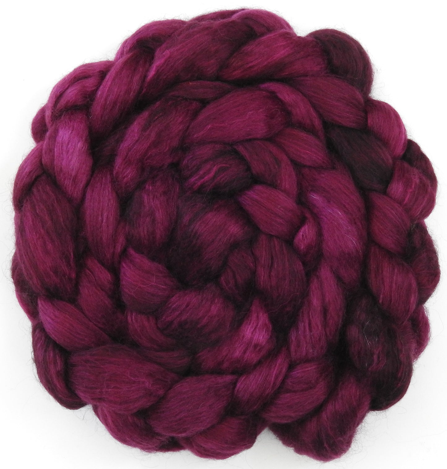 Beaujolais (5.5 oz) - Batt in a Braid #52- Wensleydale/ Mulberry silk/ Polwarth (60/25/15)