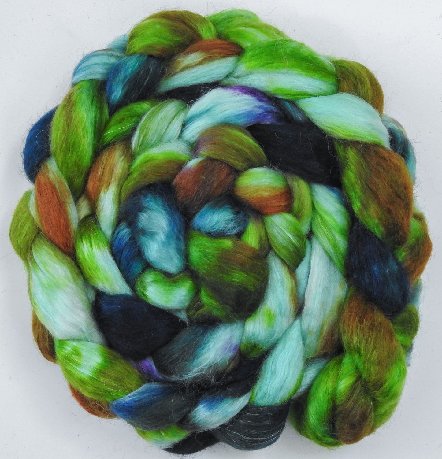 Entwash (5.6 oz) - Batt in a Braid #52- Wensleydale/ Mulberry silk/ Polwarth (60/25/15)