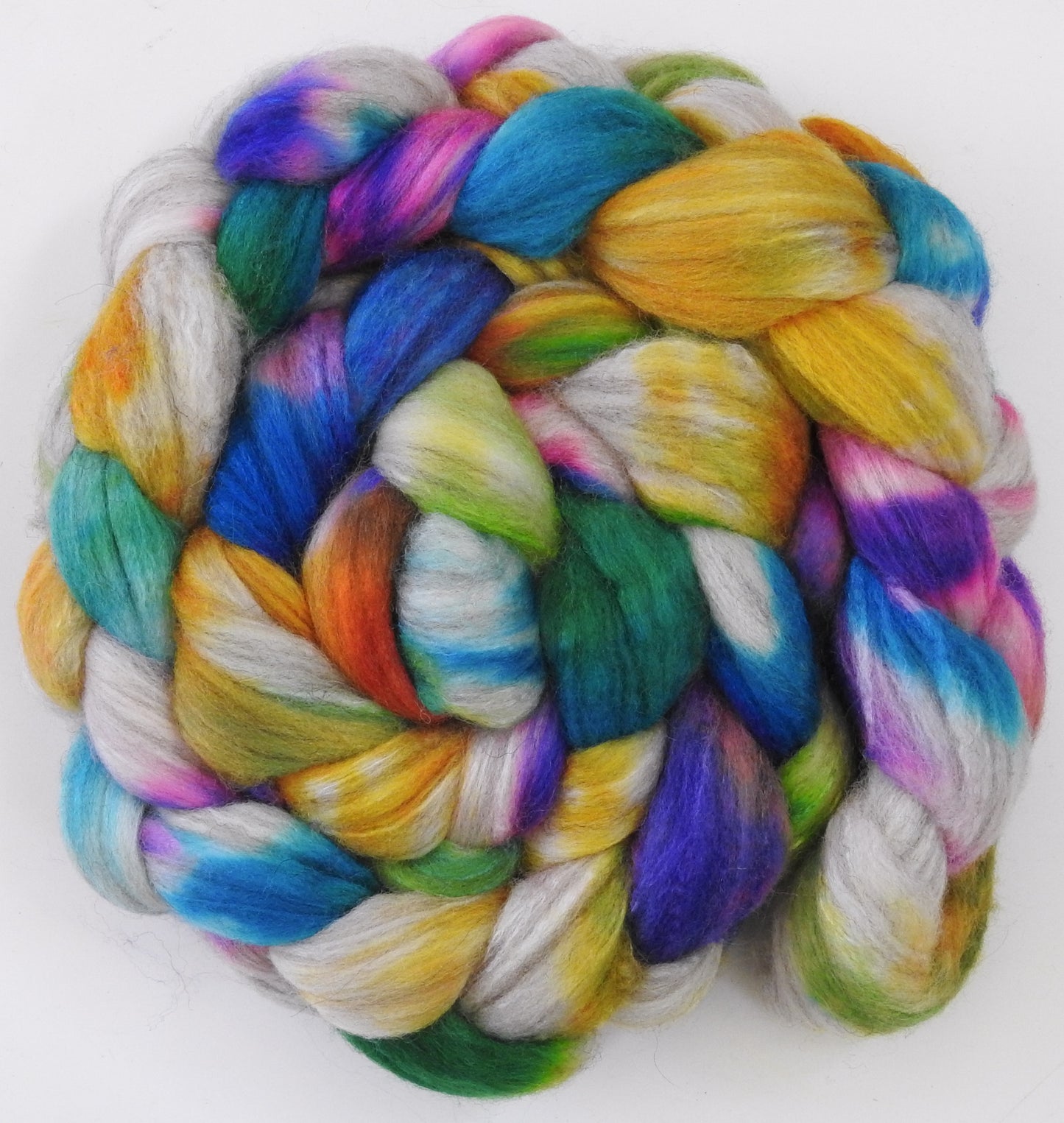 Sidewalk Chalk (5.6 oz) - Batt in a Braid #27 - Lt. Grey Shetland/ Falkland Merino / tussah silk (50/25/25)