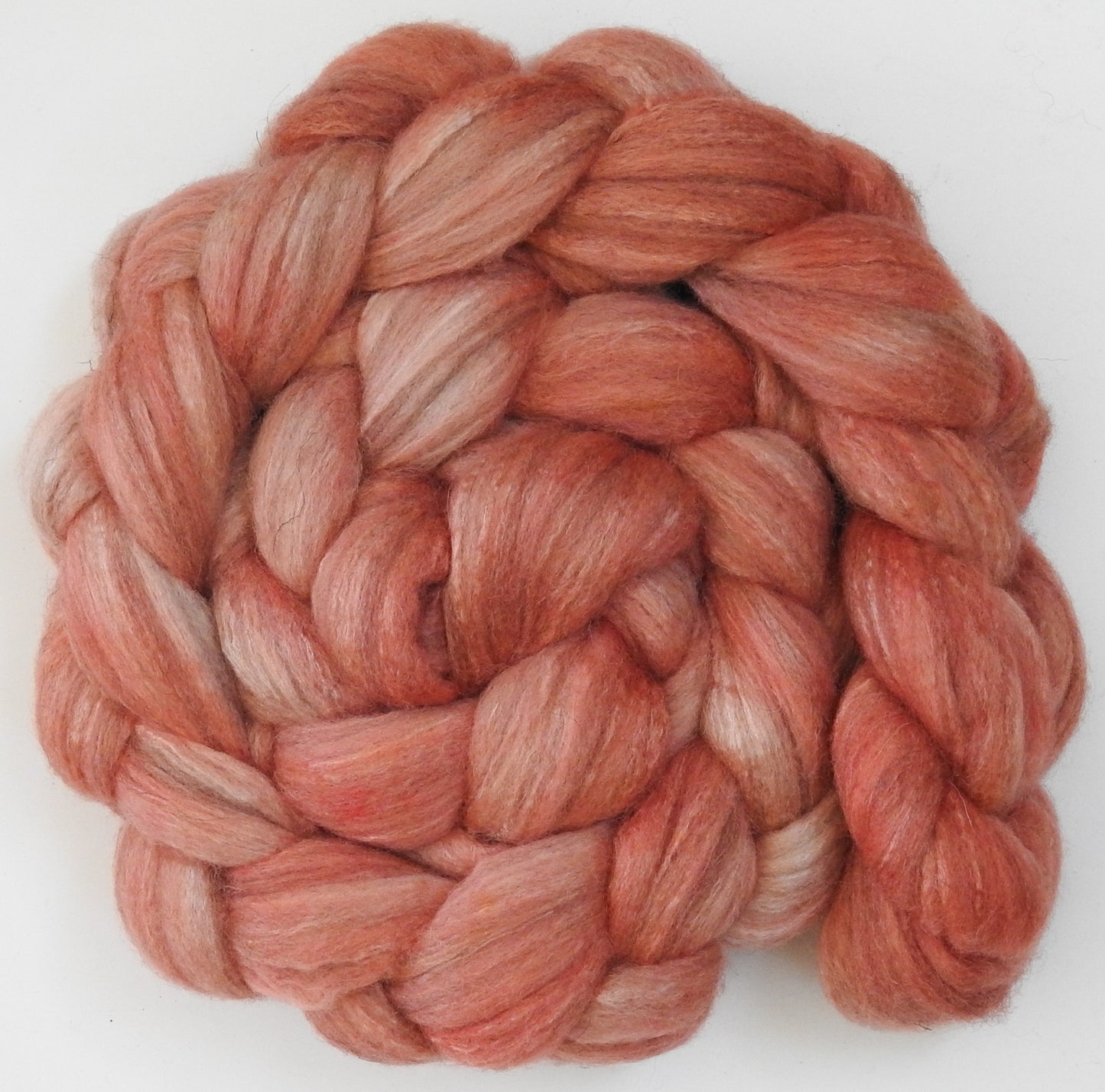 Rose Quartz (5.6 oz) - Batt in a Braid #27 - Lt. Grey Shetland/ Falkland Merino / tussah silk (50/25/25)