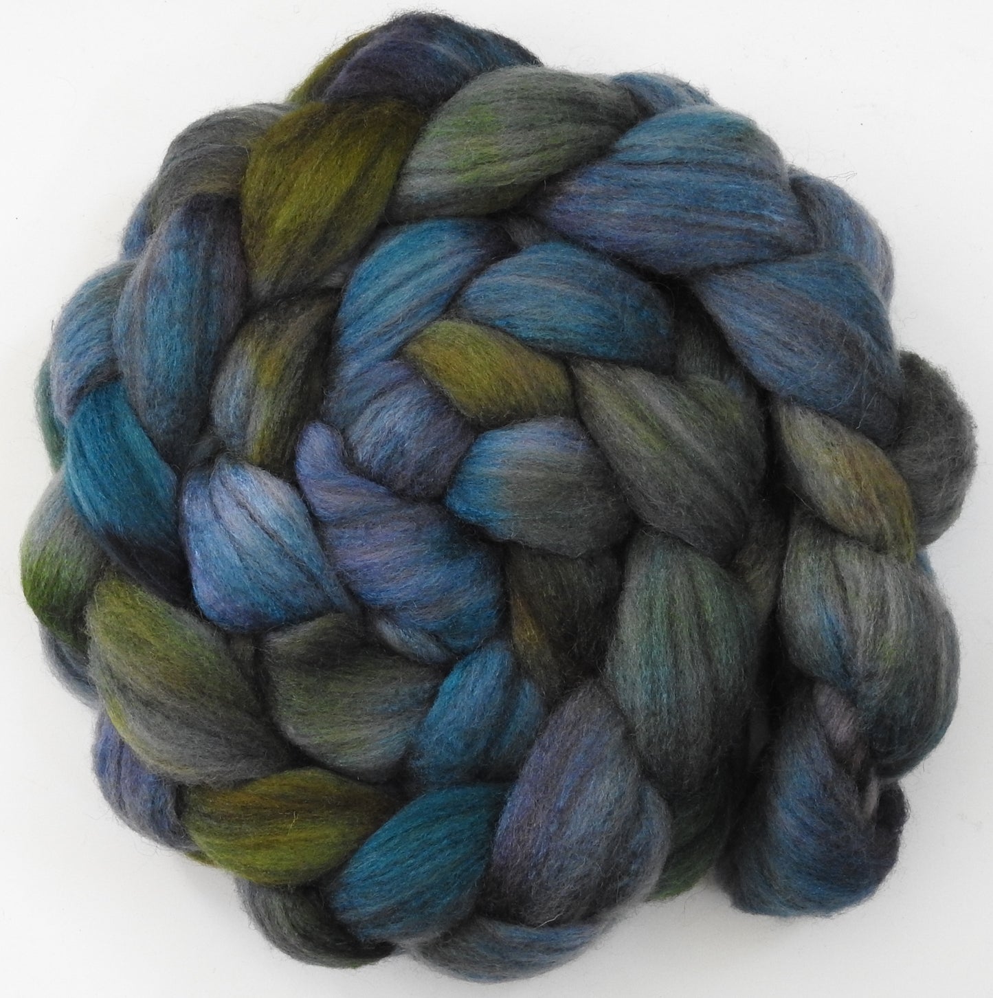 Drizzle (5.6 oz) - Batt in a Braid #27 - Lt. Grey Shetland/ Falkland Merino / tussah silk (50/25/25)