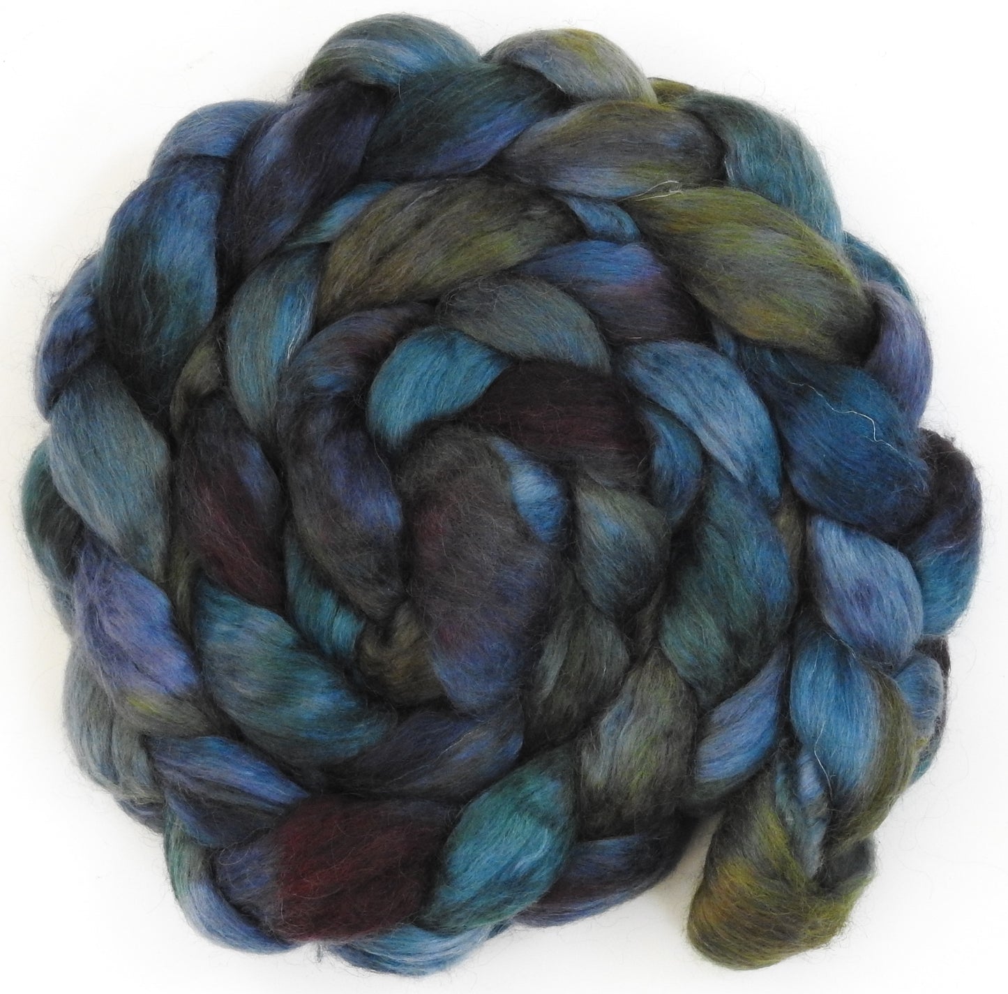 Drizzle (5.6 oz) - Batt in a Braid #52- Wensleydale/ Mulberry silk/ Polwarth (60/25/15)