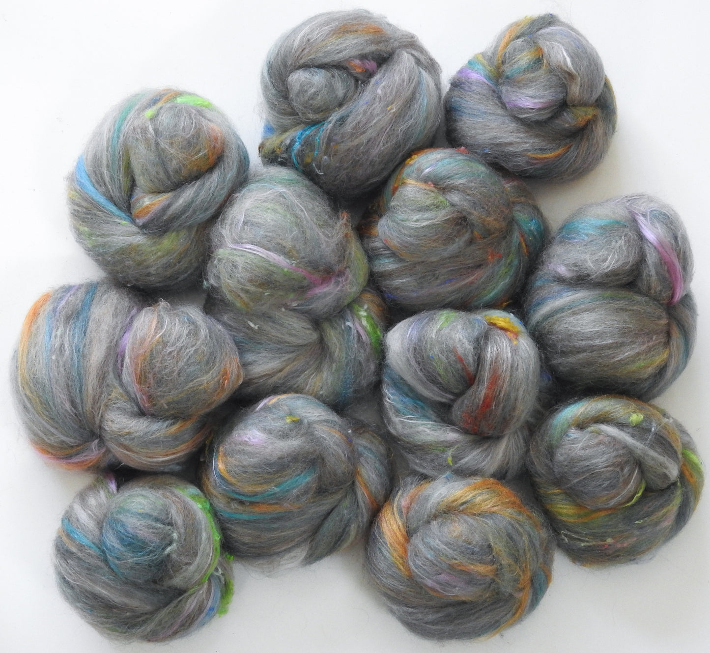 Brain Fog -(4.3 oz.) NON-Sparkle Sticklebatts -Bond fleece, merino, bfl, silk, YAK, bamboo, silk noil