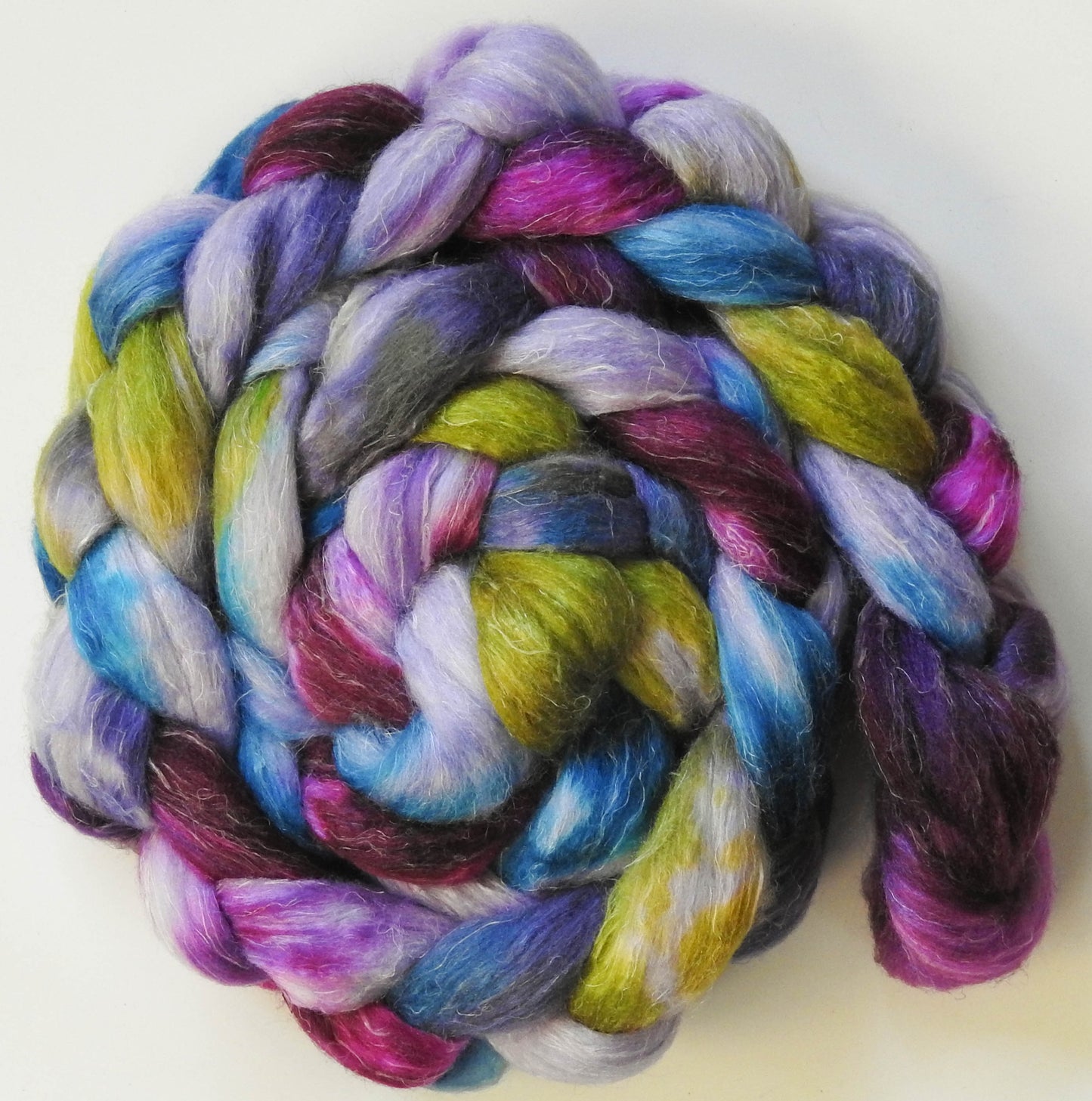 Sea Holly (5.5 oz) - Batt in a Braid #29 - Rambouillet / Tussah / Flax (40/40/20)