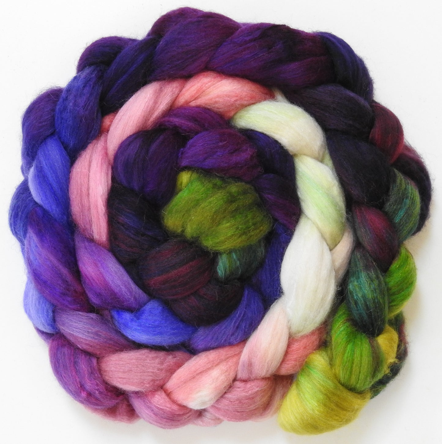 Fresh Fig (5.6 oz) - Batt in a Braid #5 - Merino/ Camel/ silk/ faux cashmere/ firestar (25/25/25/13/12)