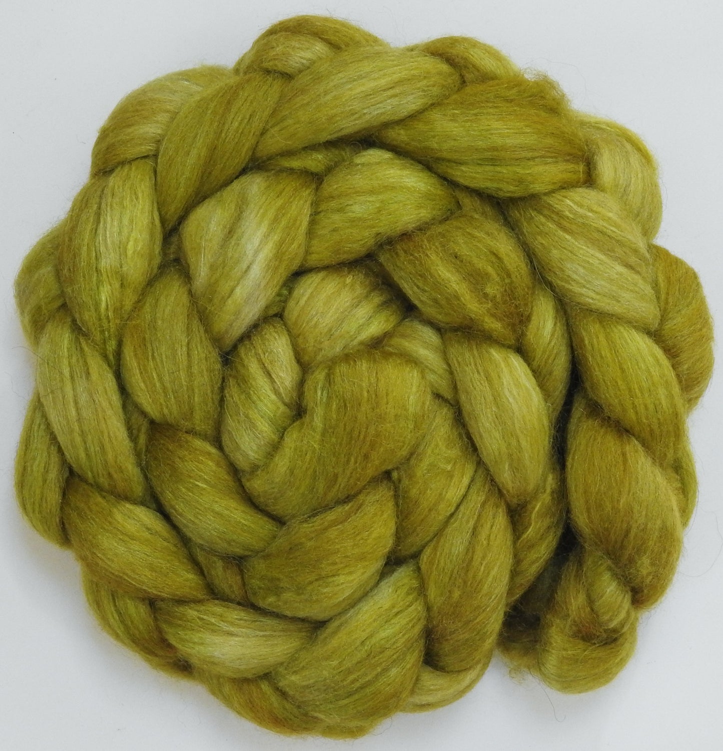 Mantis (5.7 oz) - Batt in a Braid #6 - 1/3 Grey Baby Alpaca/1/3 Polwarth/ 1/3 Tussah Silk