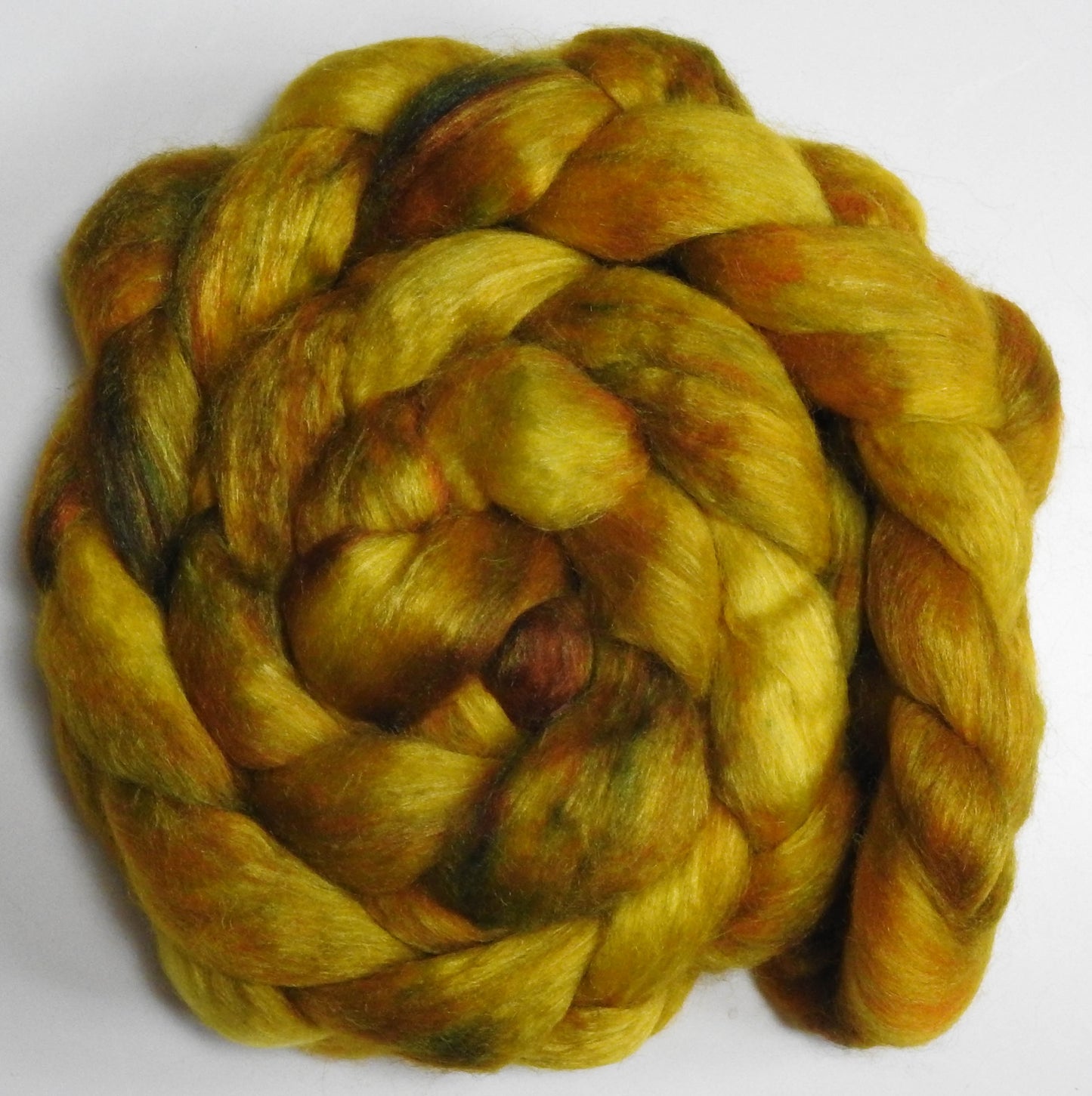 Goldenrod (5.7 oz) -Batt in a Braid #10- Superfine Merino/ Silk/Kid Mohair /Corriedale(25/25/25/25)
