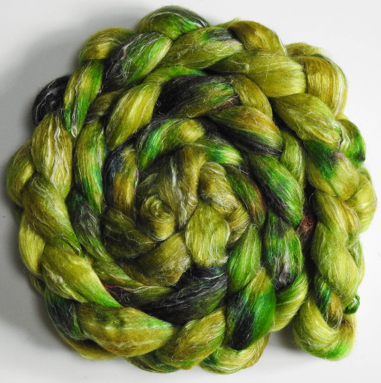 Cypress (5.8 oz) - Batt in a Braid #29 - Rambouillet / Tussah / Flax (40/40/20)