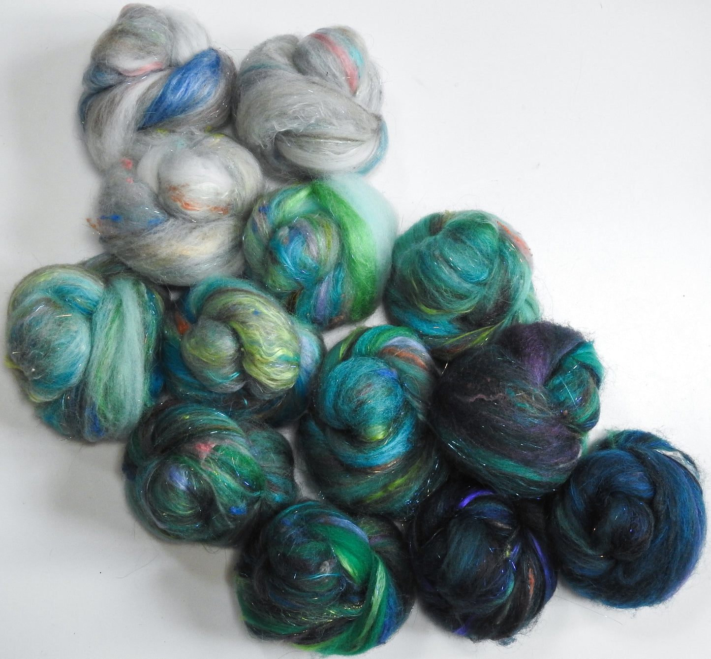 Christmas in the Tropics -Sparkle Sticklebatts -Merino fleece, CAMEL, Hebridean , merino top , silk, silk noil, angelina