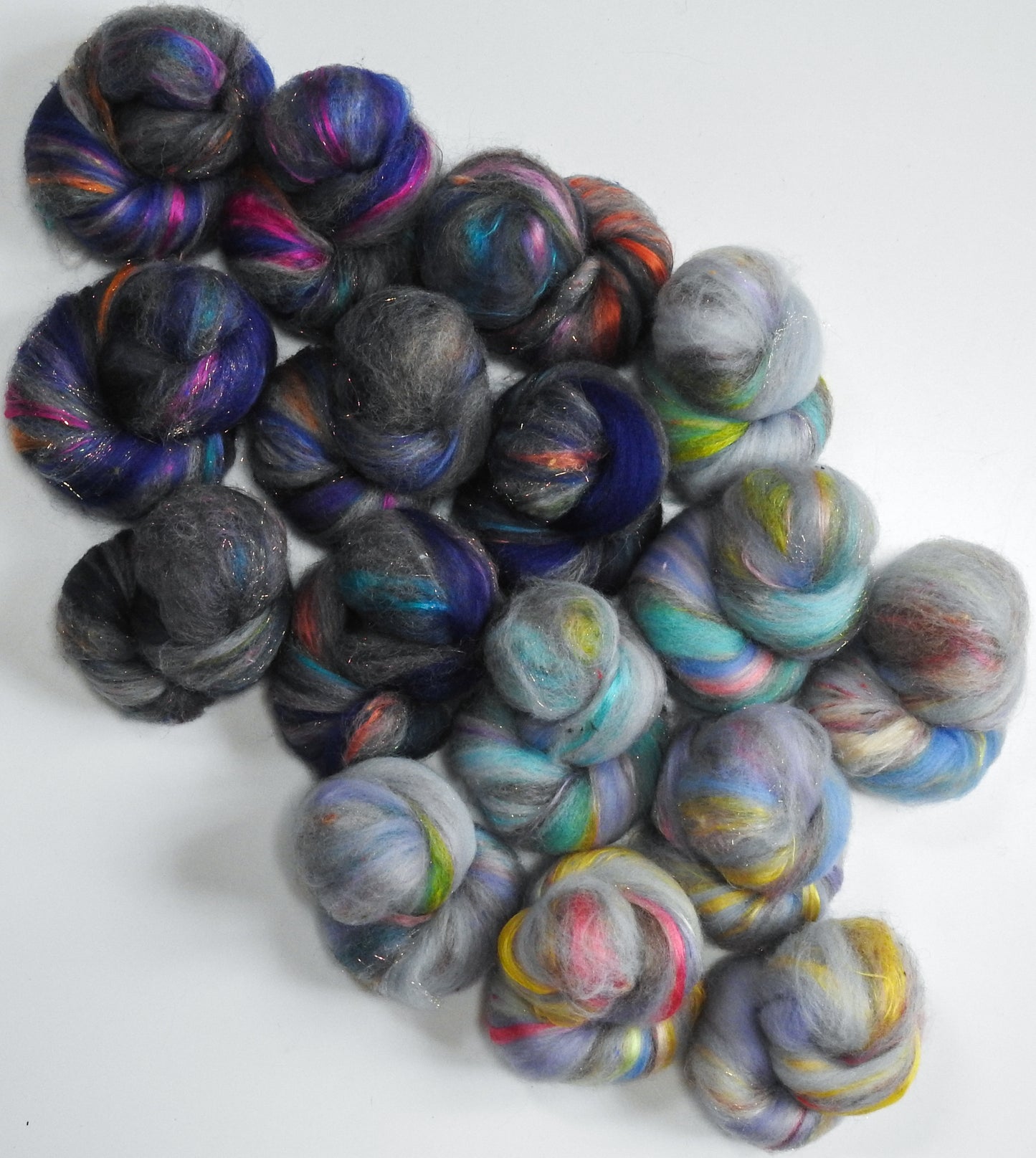 Polar Stratospheric Clouds -Sparkle Sticklebatts -CVM RamboX fleece, merino,polwarth, tweed blend, silk, bamboo, angelina