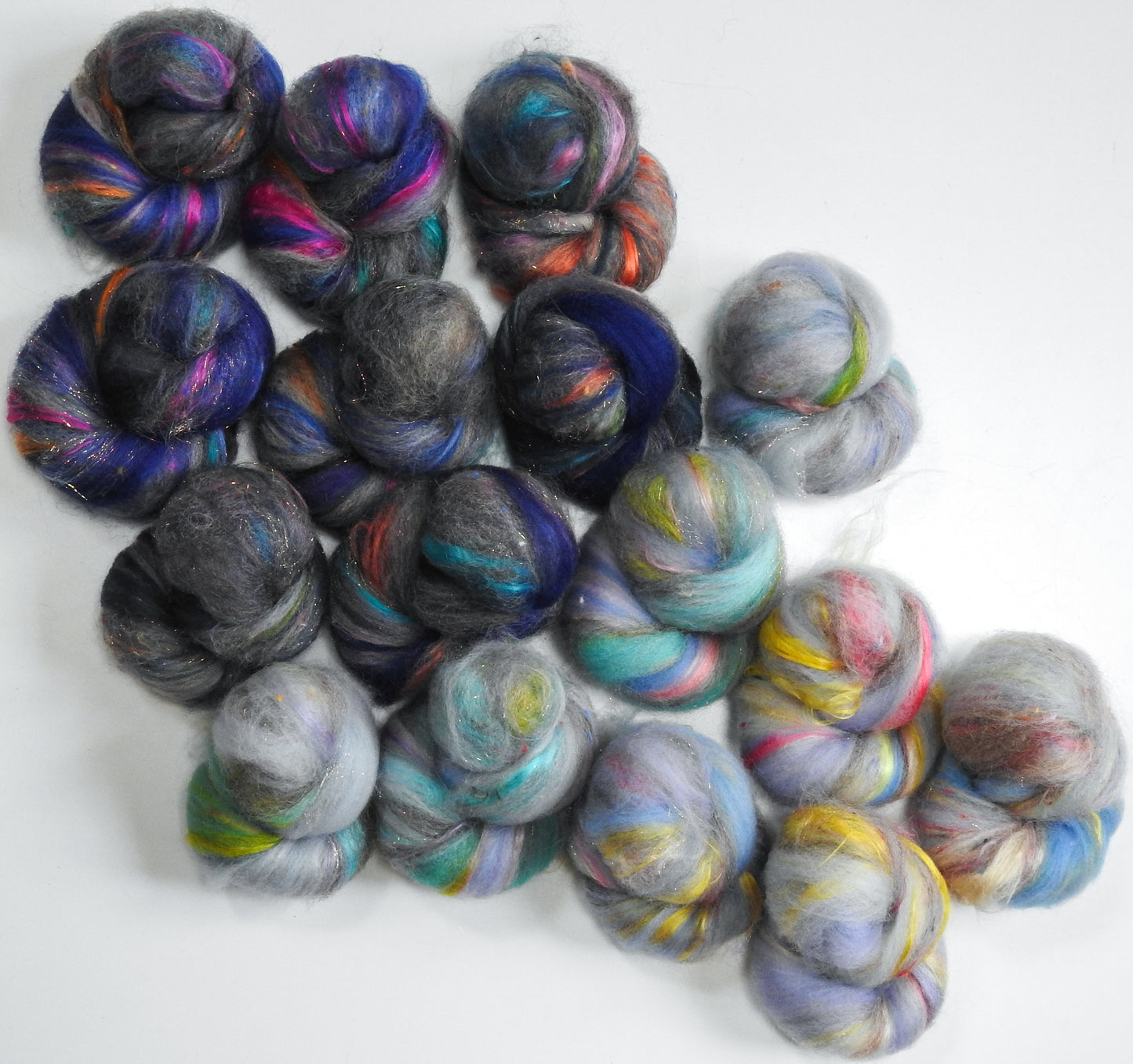 Polar Stratospheric Clouds -Sparkle Sticklebatts -CVM RamboX fleece, merino,polwarth, tweed blend, silk, bamboo, angelina