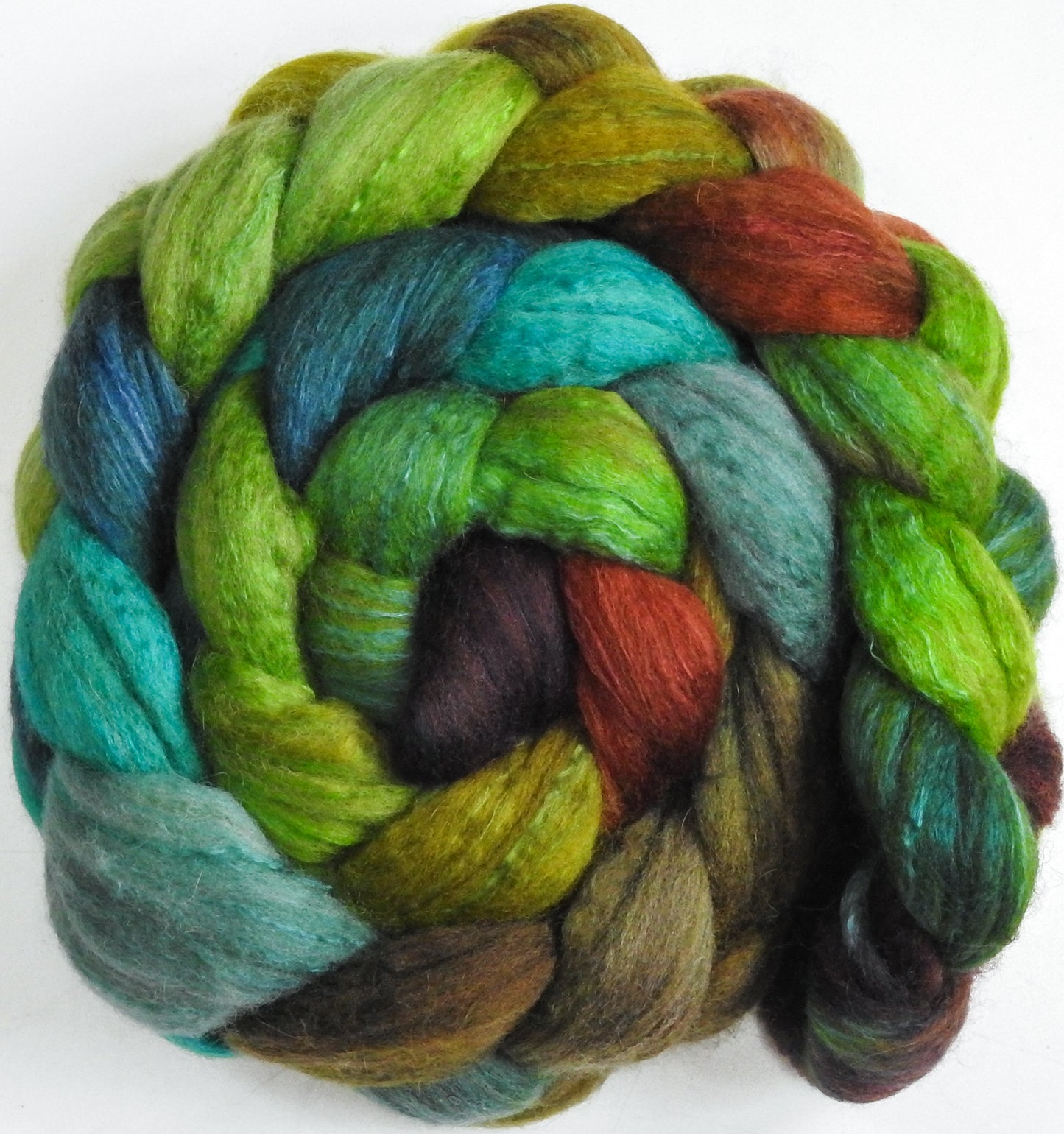 Douglas Fir (5.6 oz) -Batt in a Braid #63 (Cormo/ CAMEL/ silk -60/20/20)
