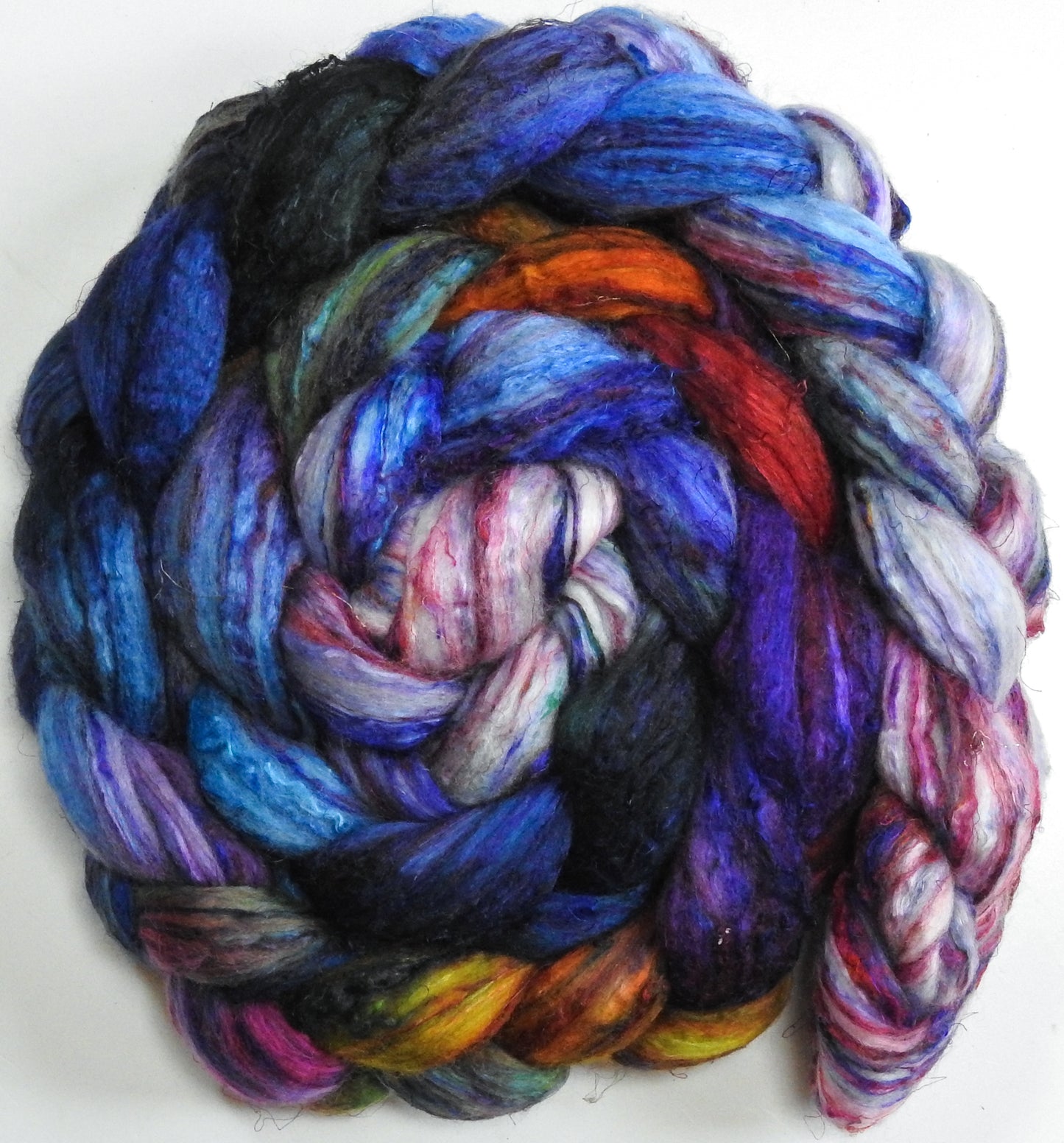 Twinkle Lights - Batt in a Braid #39 - Merino/ Mulberry Silk / Sari Silk (50/25/25)