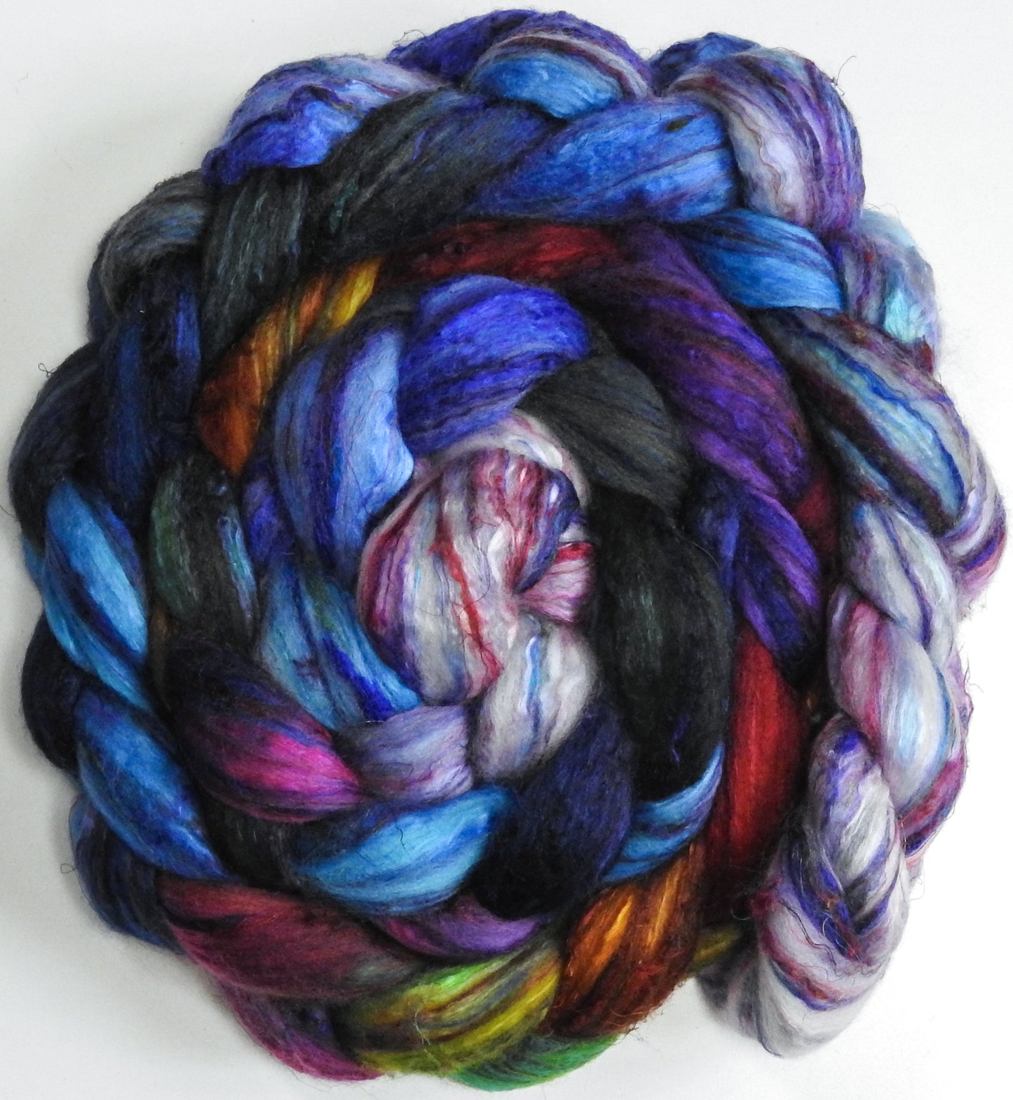 Twinkle Lights - Batt in a Braid #39 - Merino/ Mulberry Silk / Sari Silk (50/25/25)