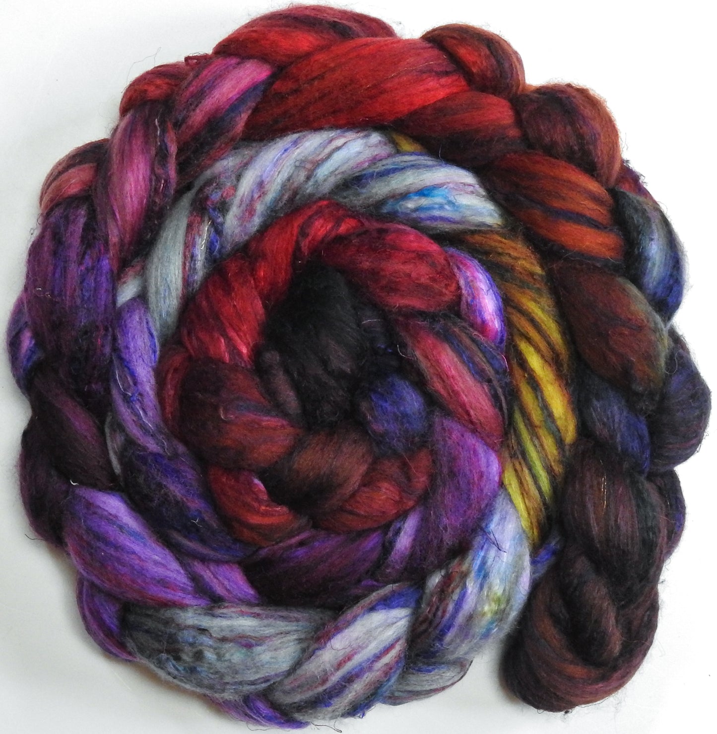Noel (5.8 oz) - Batt in a Braid #39 - Merino/ Mulberry Silk / Sari Silk (50/25/25)