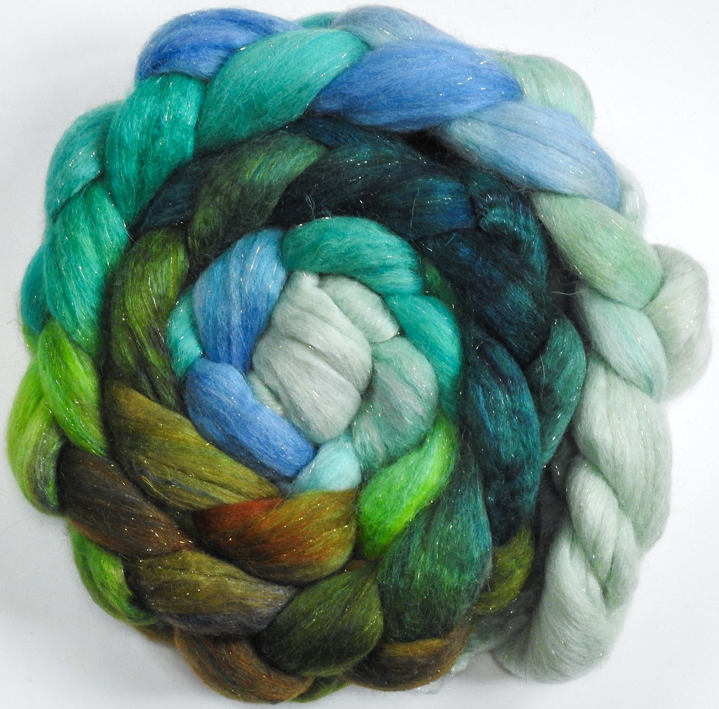 Merpeople - Batt in a Braid #41 - Llama / Merino ( 18 mic.)/ Mulberry silk/ Stellina (40/30/25/5)