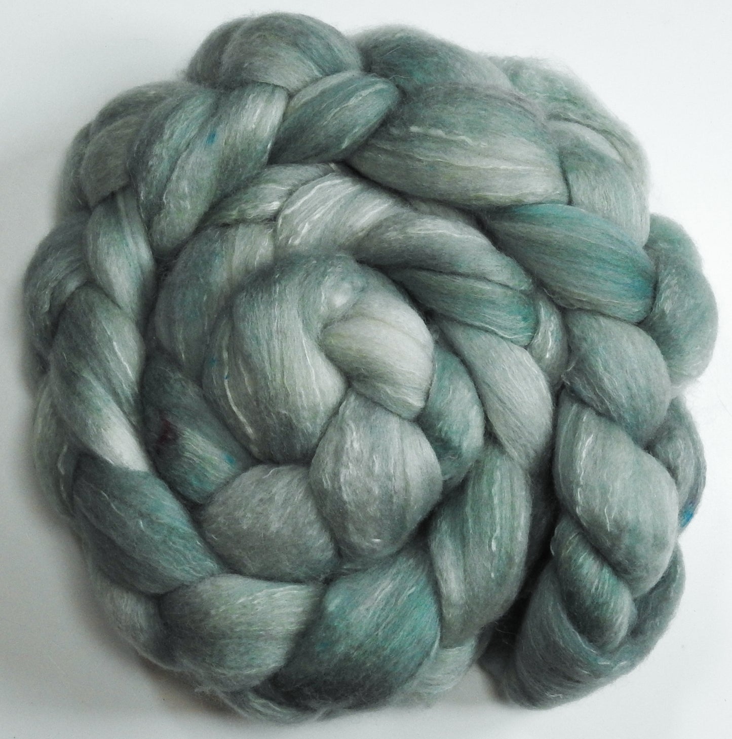 Silver Sage (5.6 oz) -Batt in a Braid #63 (Cormo/ CAMEL/ silk -60/20/20)