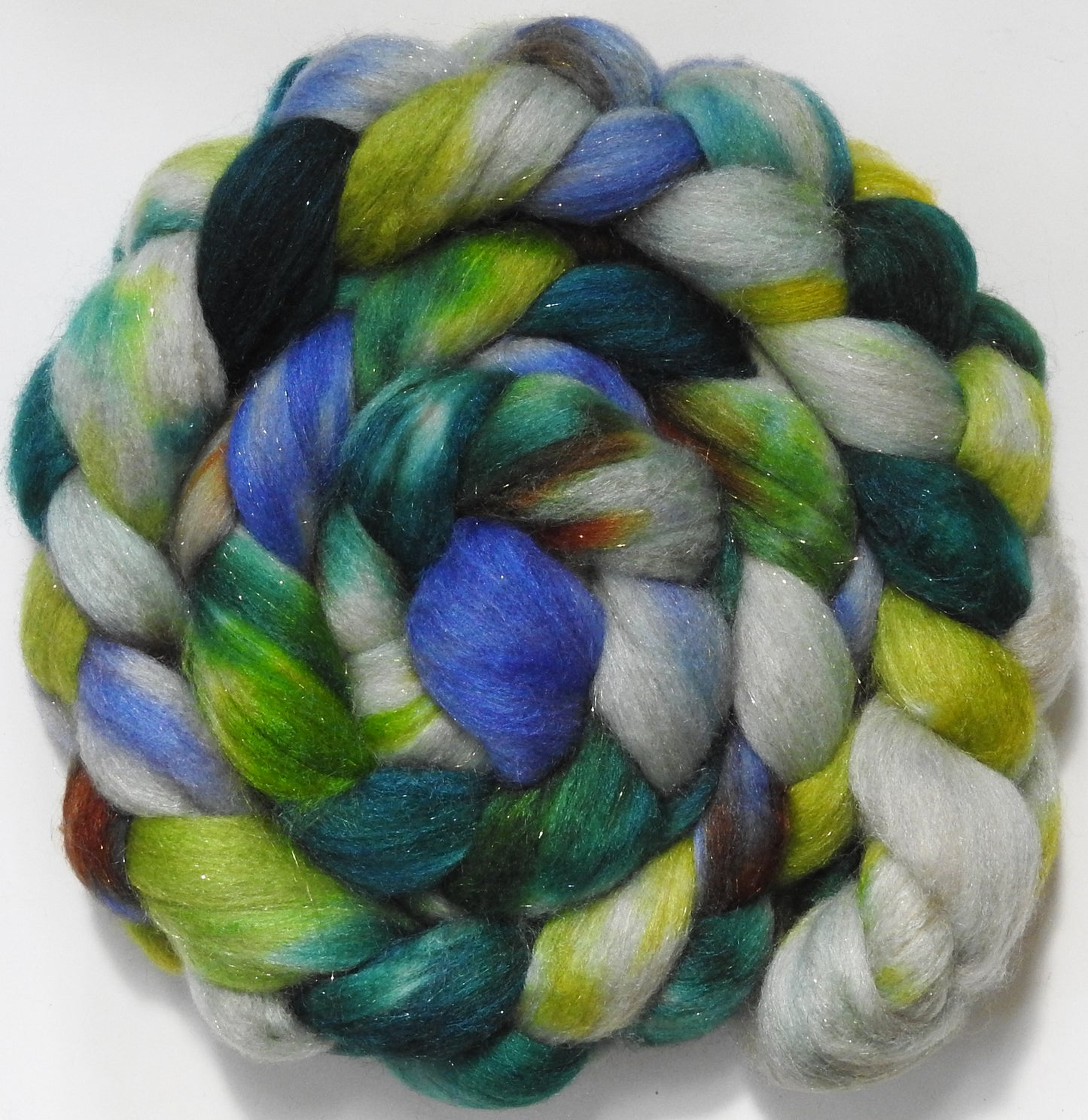 Withywindle (5.6 oz) - Batt in a Braid #67 - Polwarth/Baby Camel/Tussah Silk/ Gold Stellina (40/25/25/10)