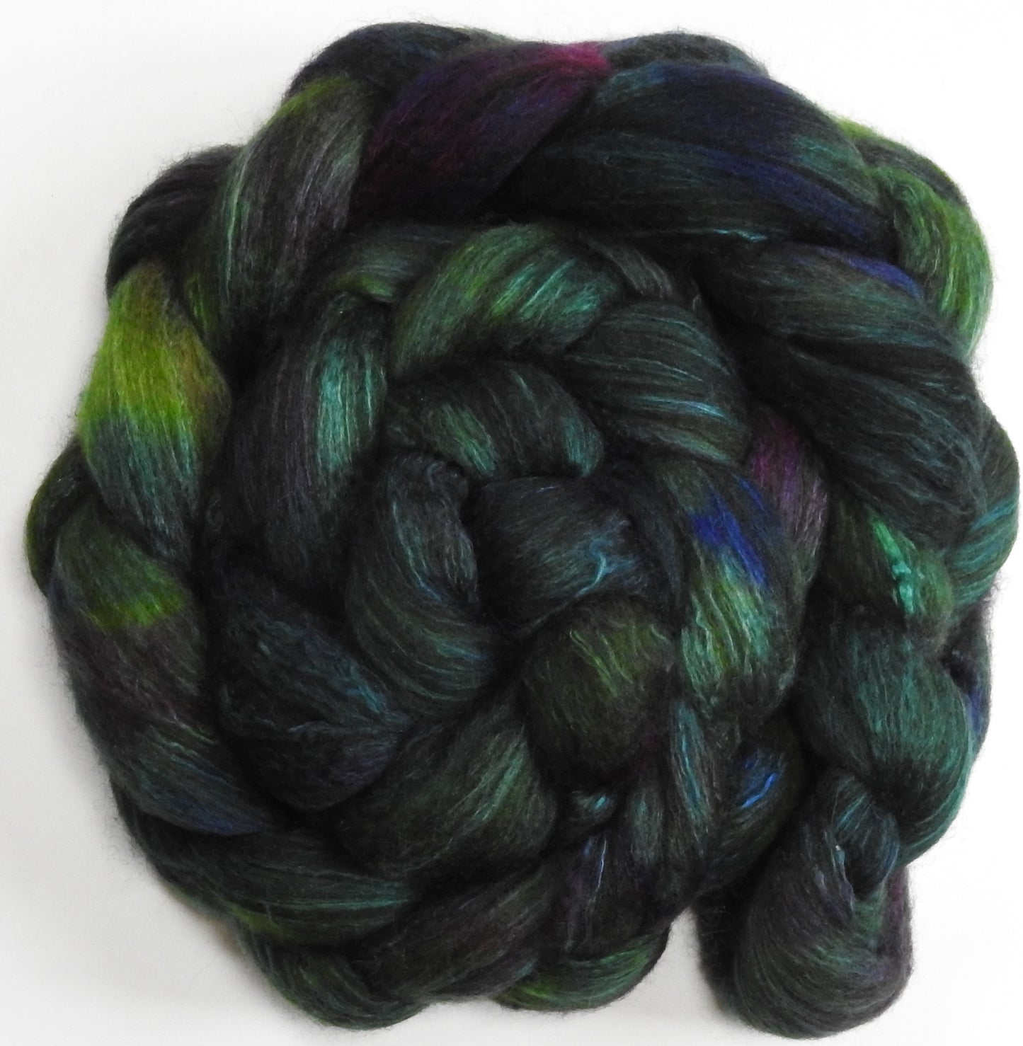 Whispering Pines (5.6 oz) -Batt in a Braid #63 (Cormo/ CAMEL/ silk -60/20/20)