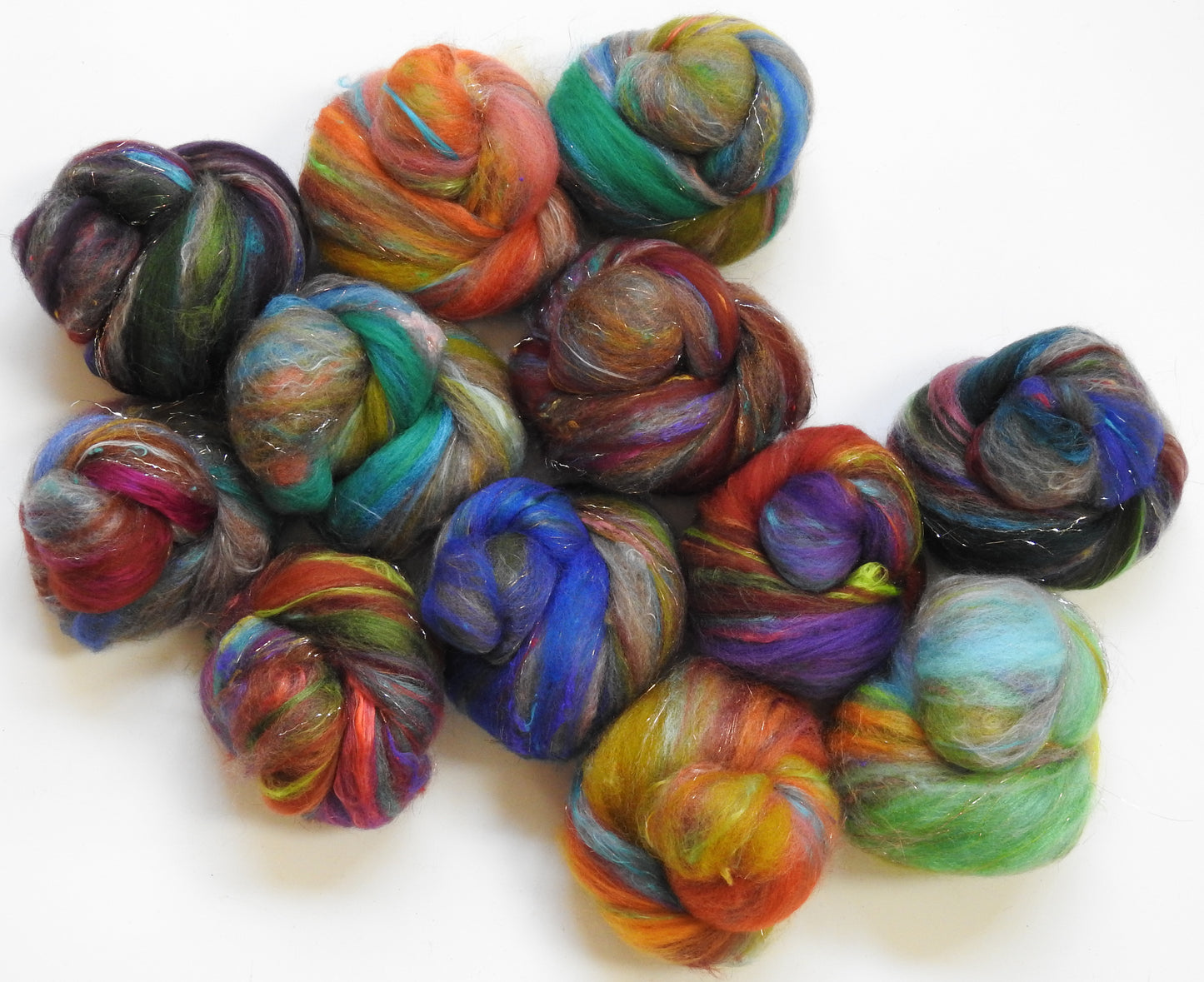Czech Glass -Sparkle Sticklebatts -Cormo RamboX fleece, YAK, merino, silk, silk noil, angelina