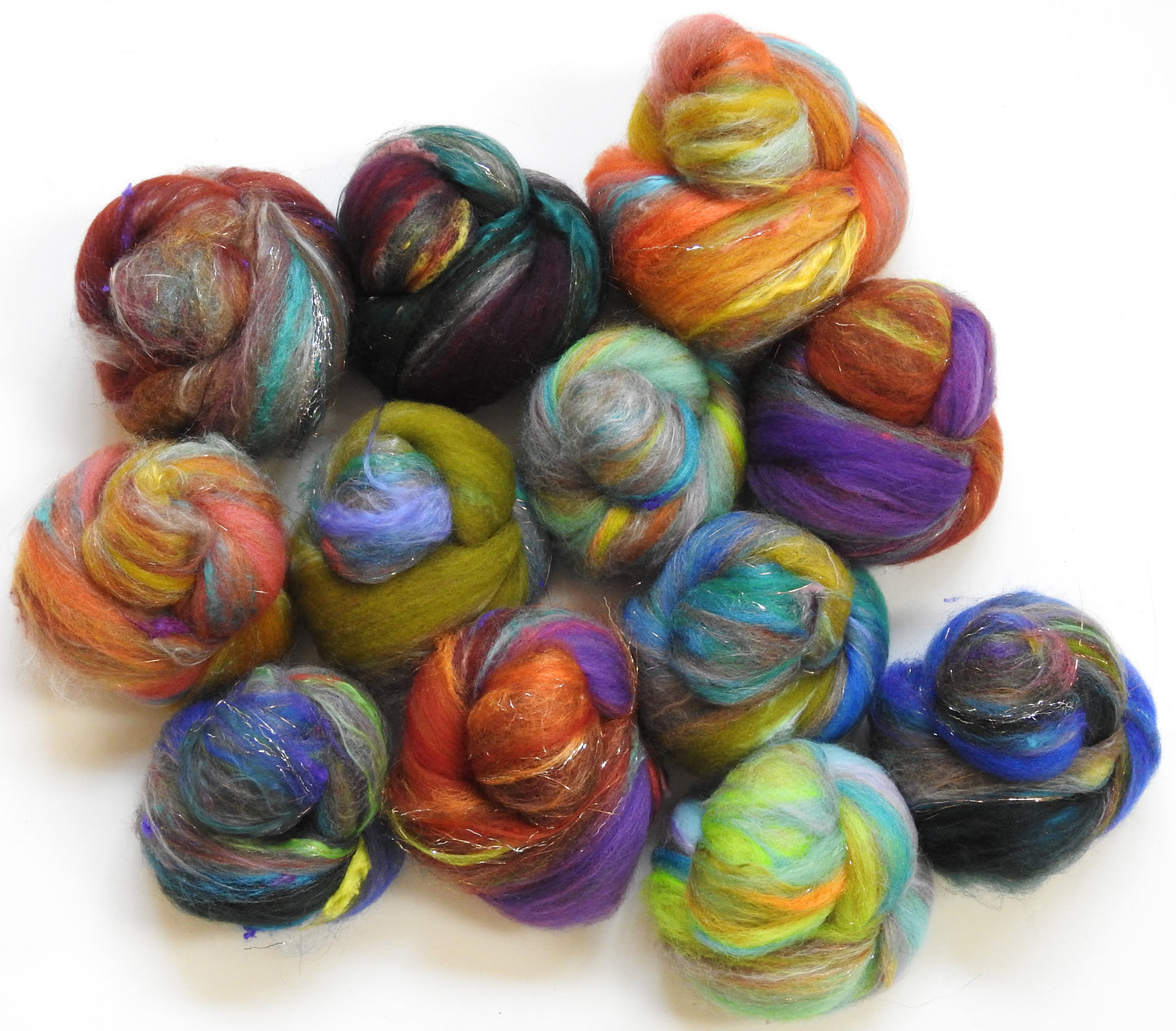 Czech Glass -Sparkle Sticklebatts -Cormo RamboX fleece, YAK, merino, silk, silk noil, angelina