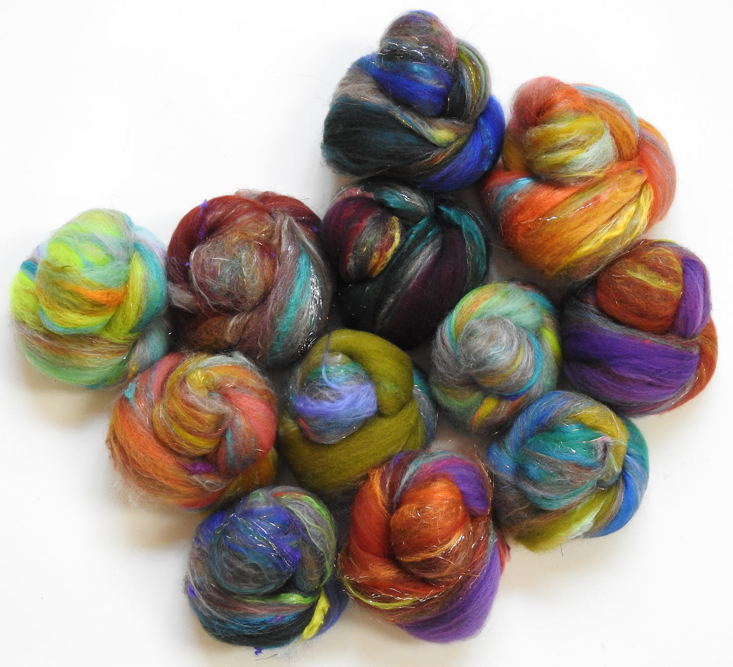 Czech Glass -Sparkle Sticklebatts -Cormo RamboX fleece, YAK, merino, silk, silk noil, angelina