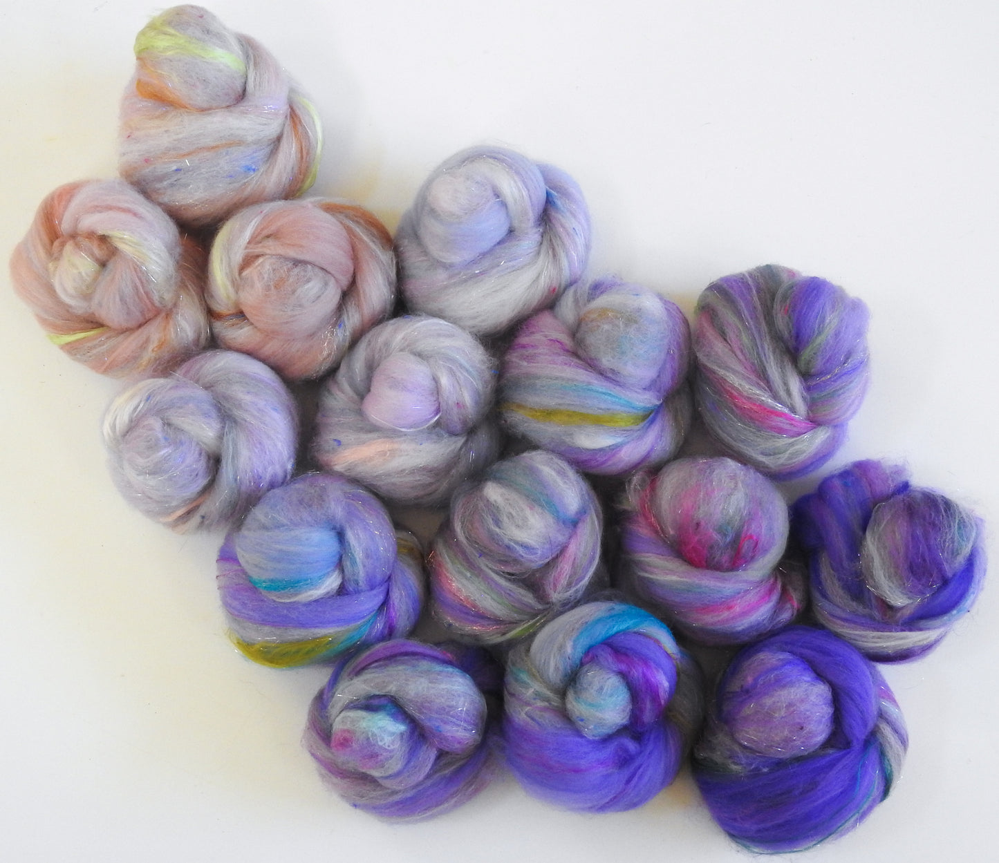 Sugar Plum Fairy - Sparkle Sticklebatts - Jacob fleece; ANGORA, merino, tweed blend, polwarth, silk, angelina