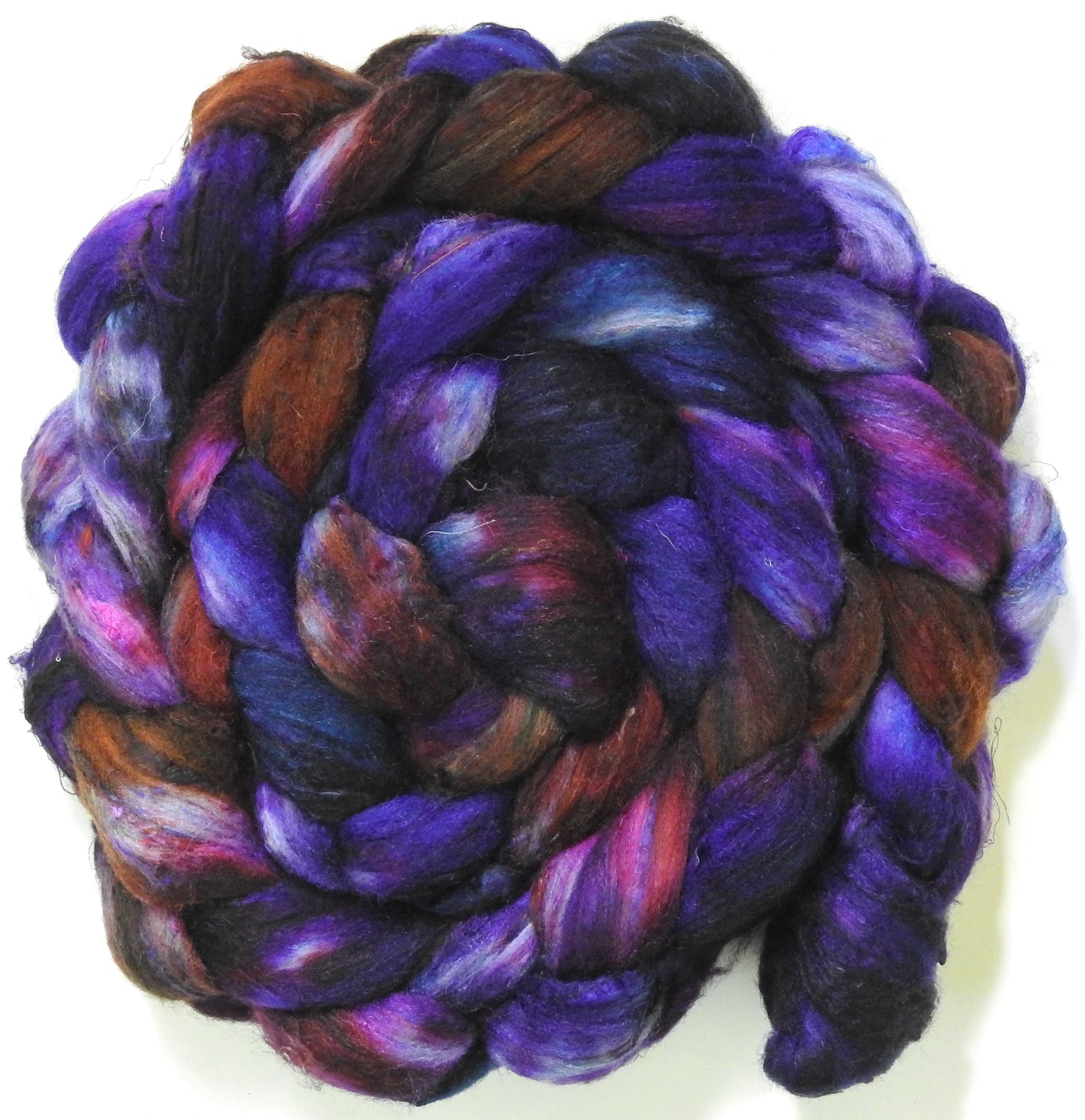 The House of the Stewards (5.8 oz) - Batt in a Braid #65 - Rambouillet/ Cormo / Sari silk/ Tussah silk (40/25/25/10)