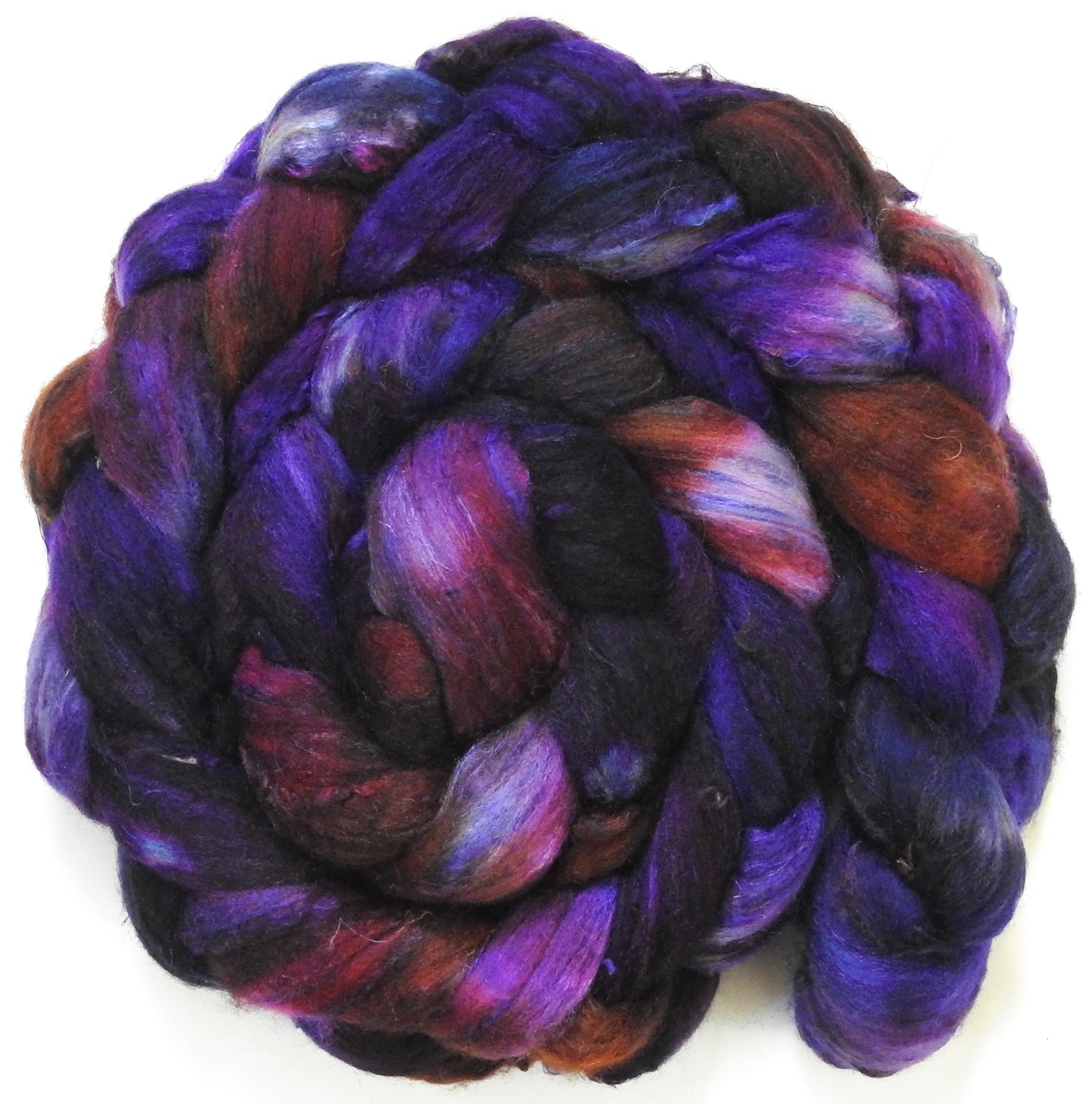 The House of the Stewards (5.8 oz) - Batt in a Braid #65 - Rambouillet/ Cormo / Sari silk/ Tussah silk (40/25/25/10)