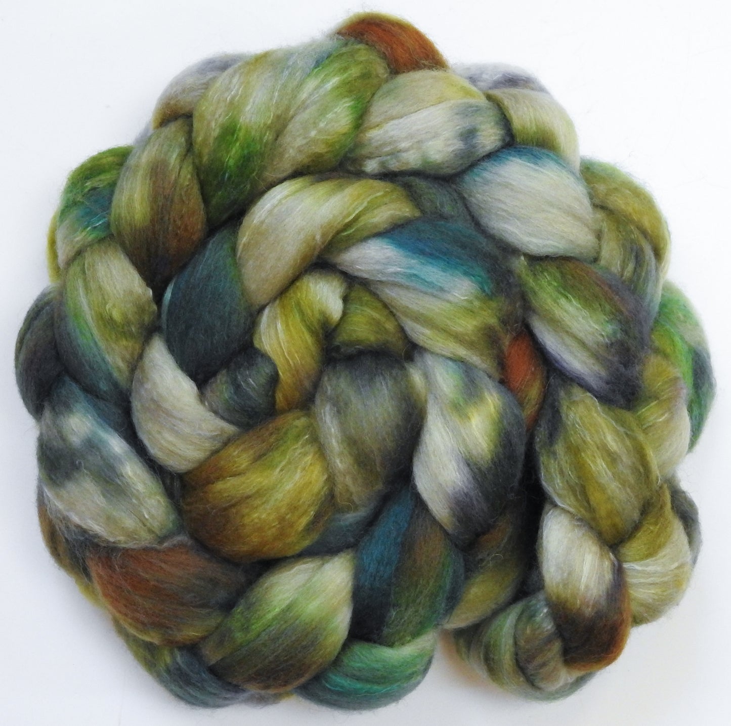 Edamame (5.6 oz) -Batt in a Braid #63 (Cormo/ CAMEL/ silk -60/20/20)