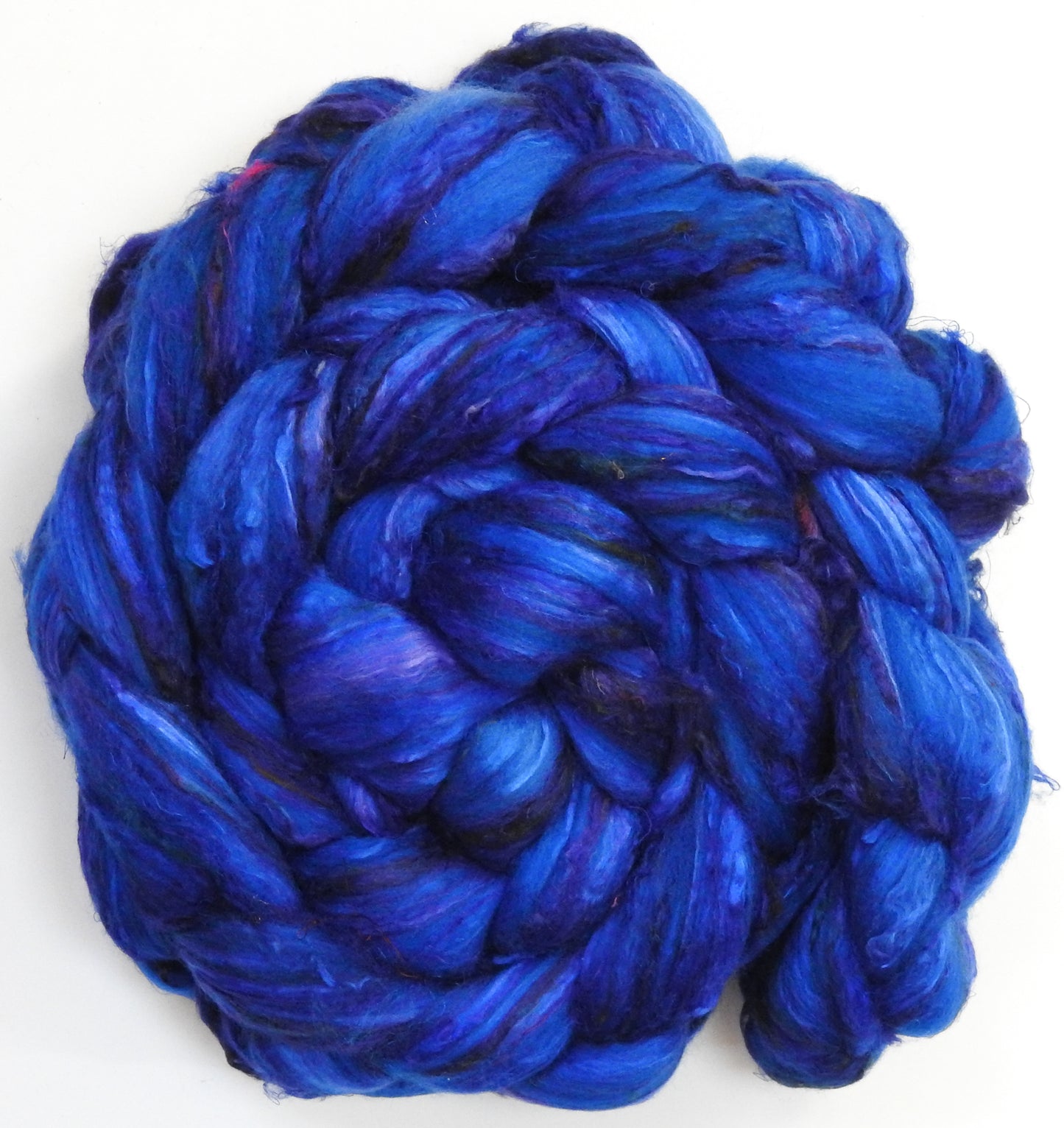 Delft Blue (5.6 oz) - Batt in a Braid #39 - Merino/ Mulberry Silk / Sari Silk (50/25/25)
